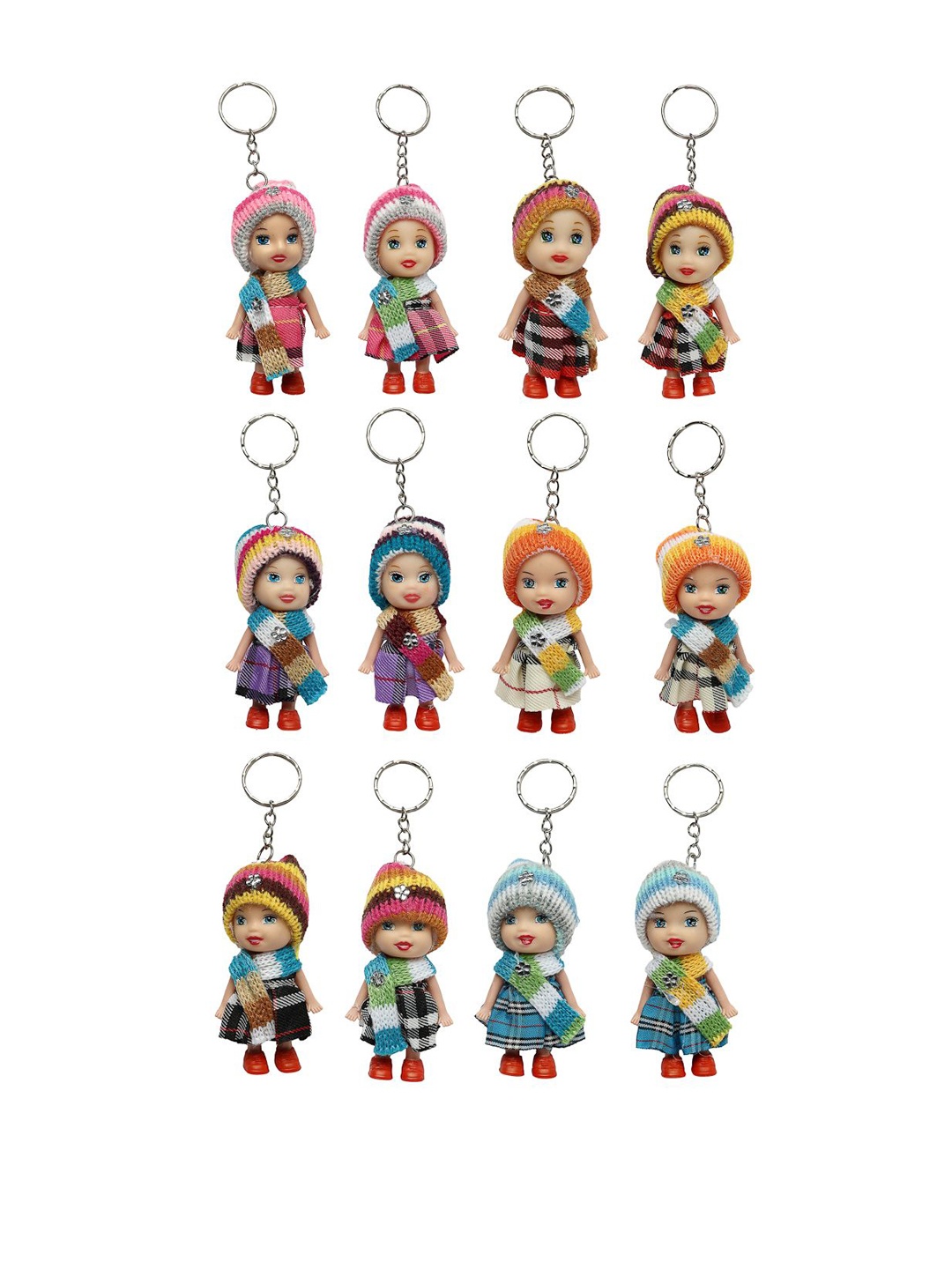 

KYDZI Pack Of 12 Pretty Doll Key Chains, Pink