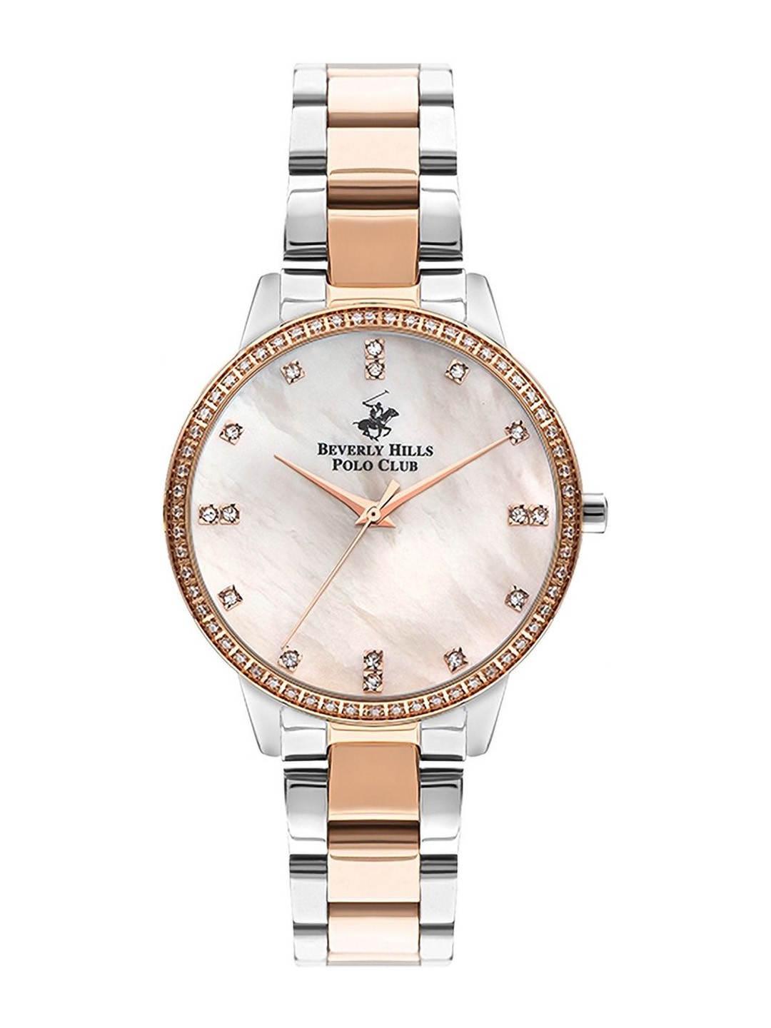 

Beverly Hills Polo Club Women Embellished Bracelet Style Straps Analogue Watch BP3297C.510, Rose gold