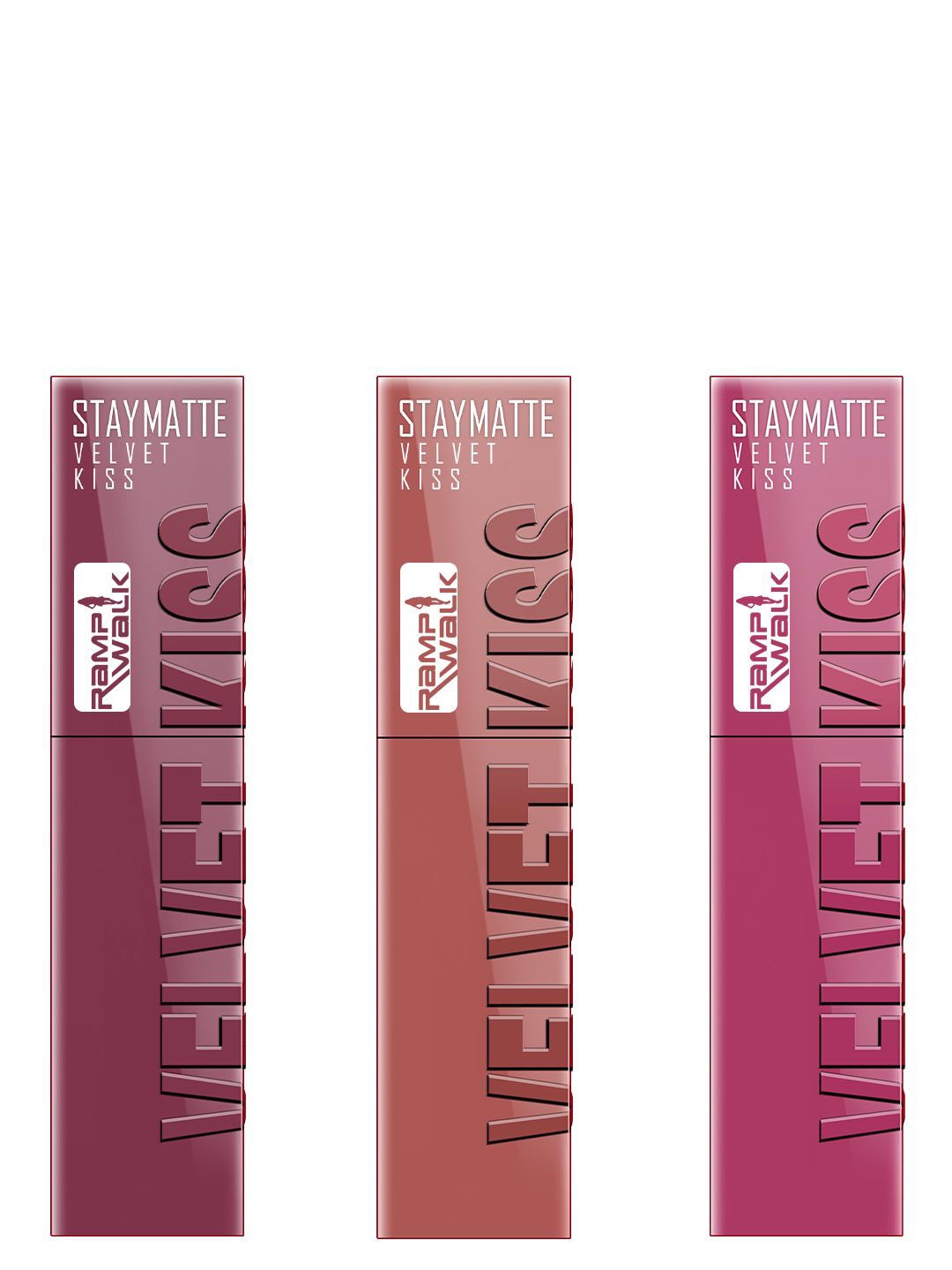 

Ramp Walk Set of 3 Velvet Kiss Waterproof Liquid Lipsticks - 3.5 ml Each -Shade 4 - 5 - 10, Nude