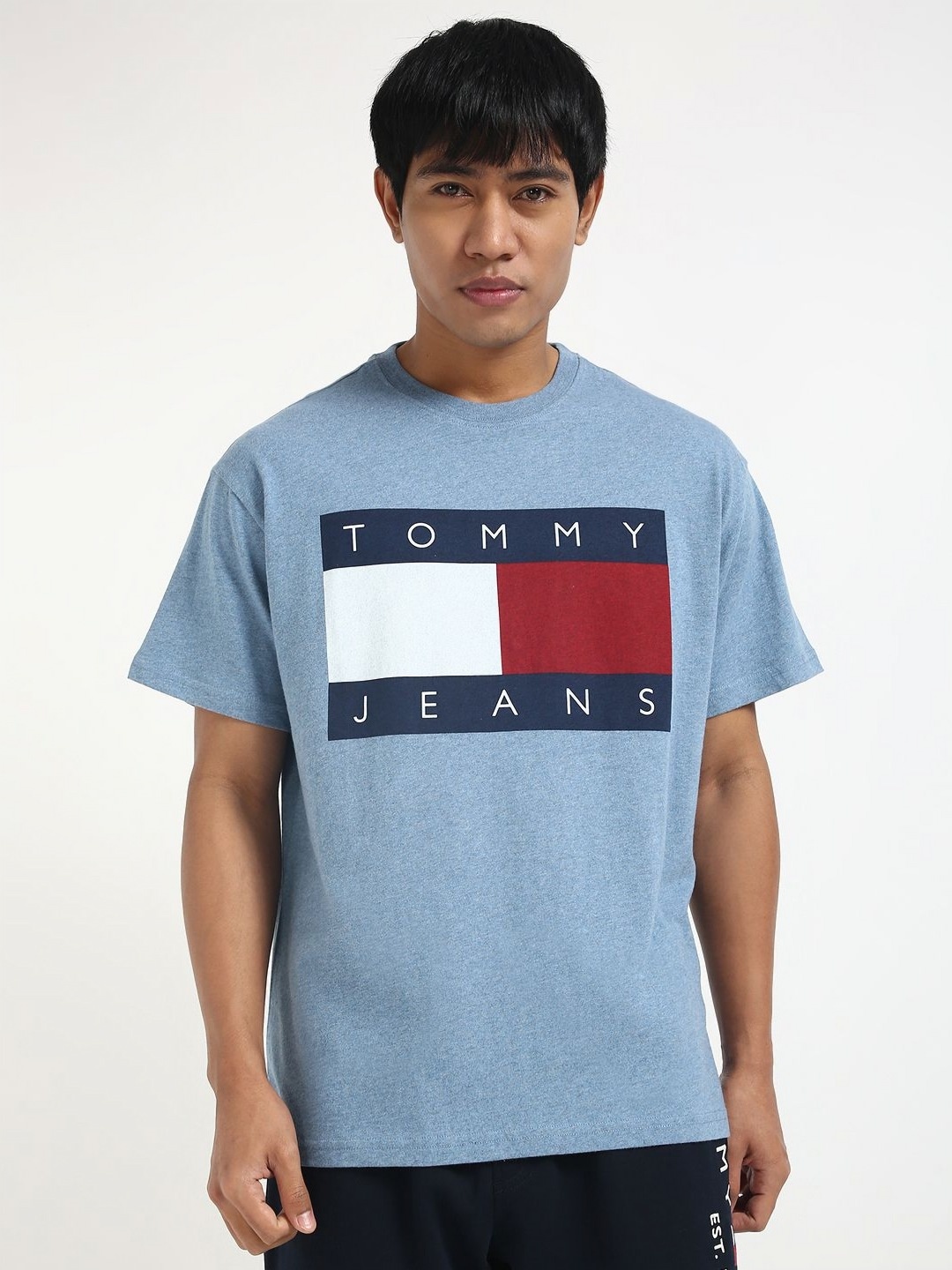 

Tommy Hilfiger Men Graphic Printed Round Neck Cotton Relaxed Fit T-shirt, Blue