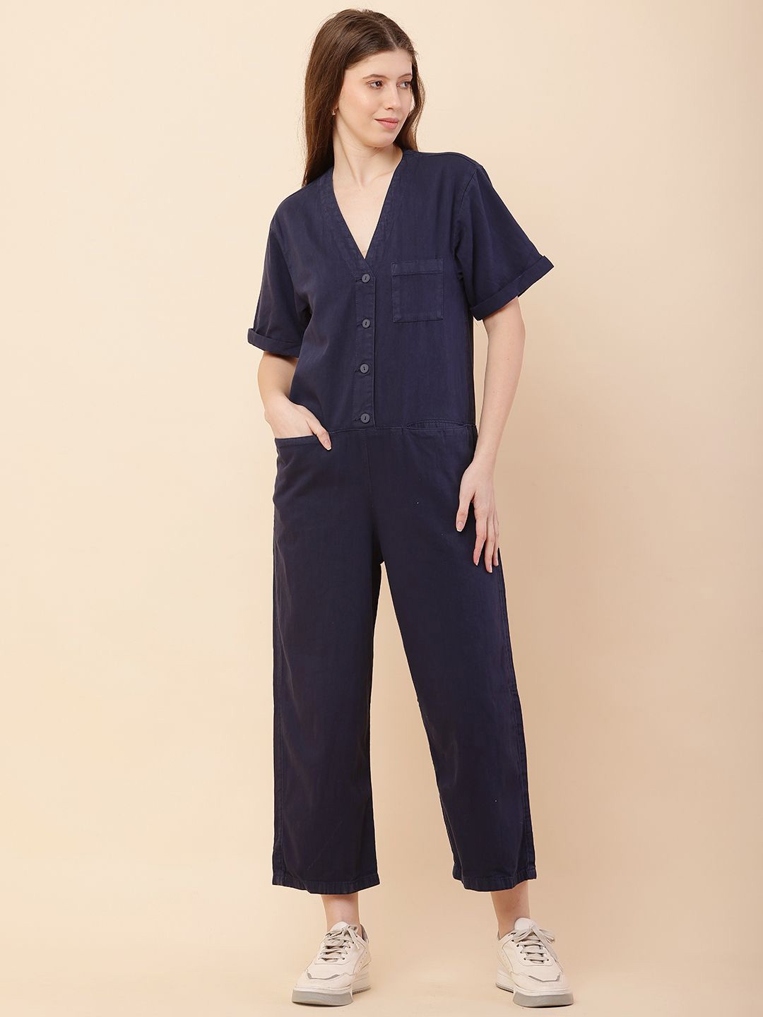 

NoBarr Women Cotton Basic Jumpsuit, Blue