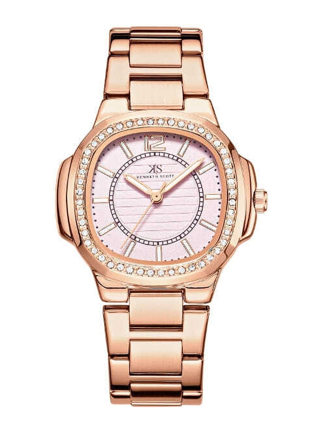 

KENNETH SCOTT Women Embellished Dial & Stainless Steel Bracelet Style Watch K24507-RBKP, Rose gold