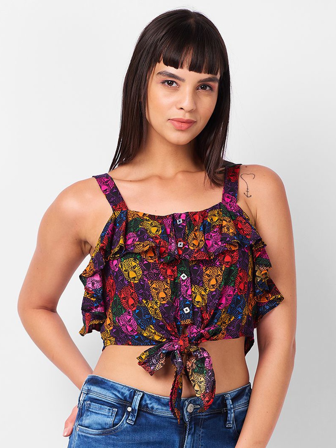 

IZEL Animal Print Crop Top, Multi