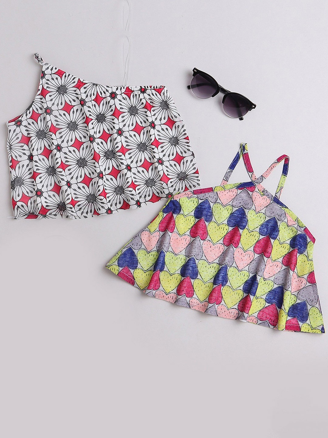 

taffykids Floral Print One Shoulder Top, Multi