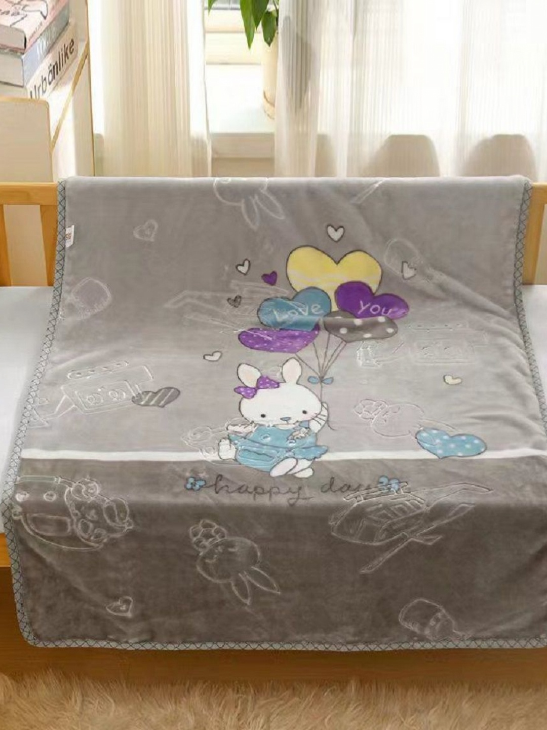 

Butterthief Grey & White Cartoon Characters Mink Heavy Winter 210 GSM Single Bed Blanket