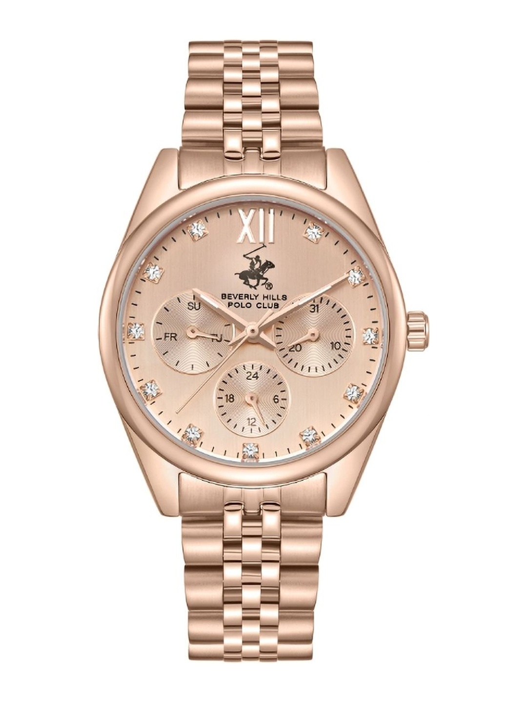 

Beverly Hills Polo Club Women Dial & Bracelet Style Straps Analogue Multi Function Watch, Rose