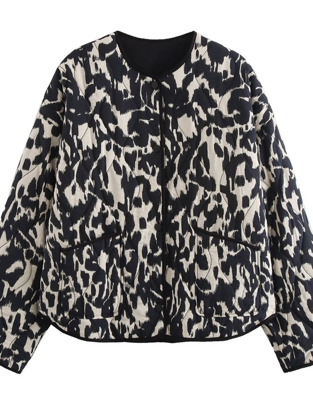 

LULU & SKY Women Floral Crop Bomber Jacket, Black