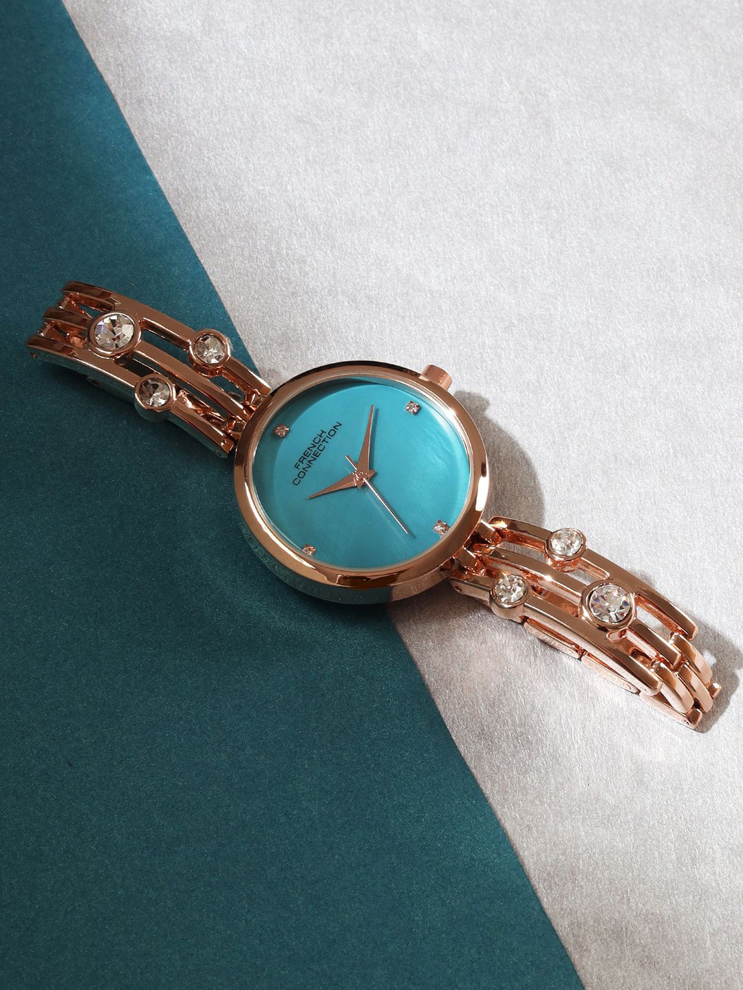 

French Connection Women Mother of Pearl Dial & Reset Time Analogue Watch, Teal