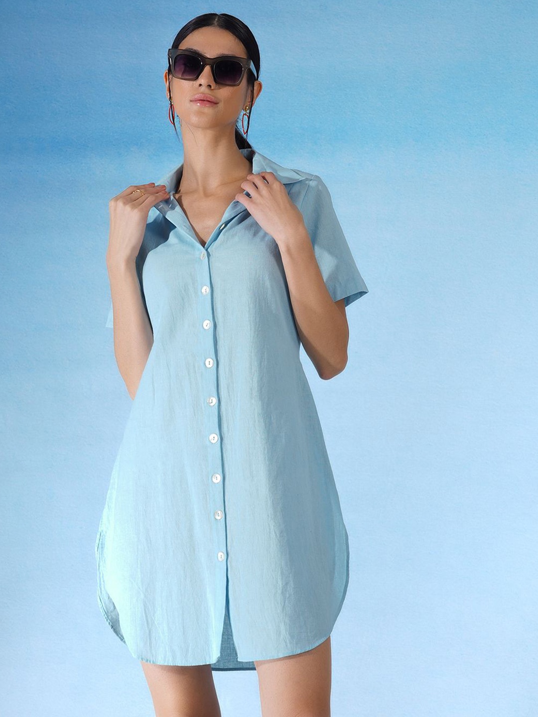 

Abhishti Shirt Mini Dress, Blue