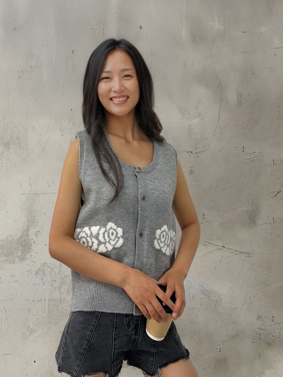 

StyleCast Women Embroidered Cardigan, Grey
