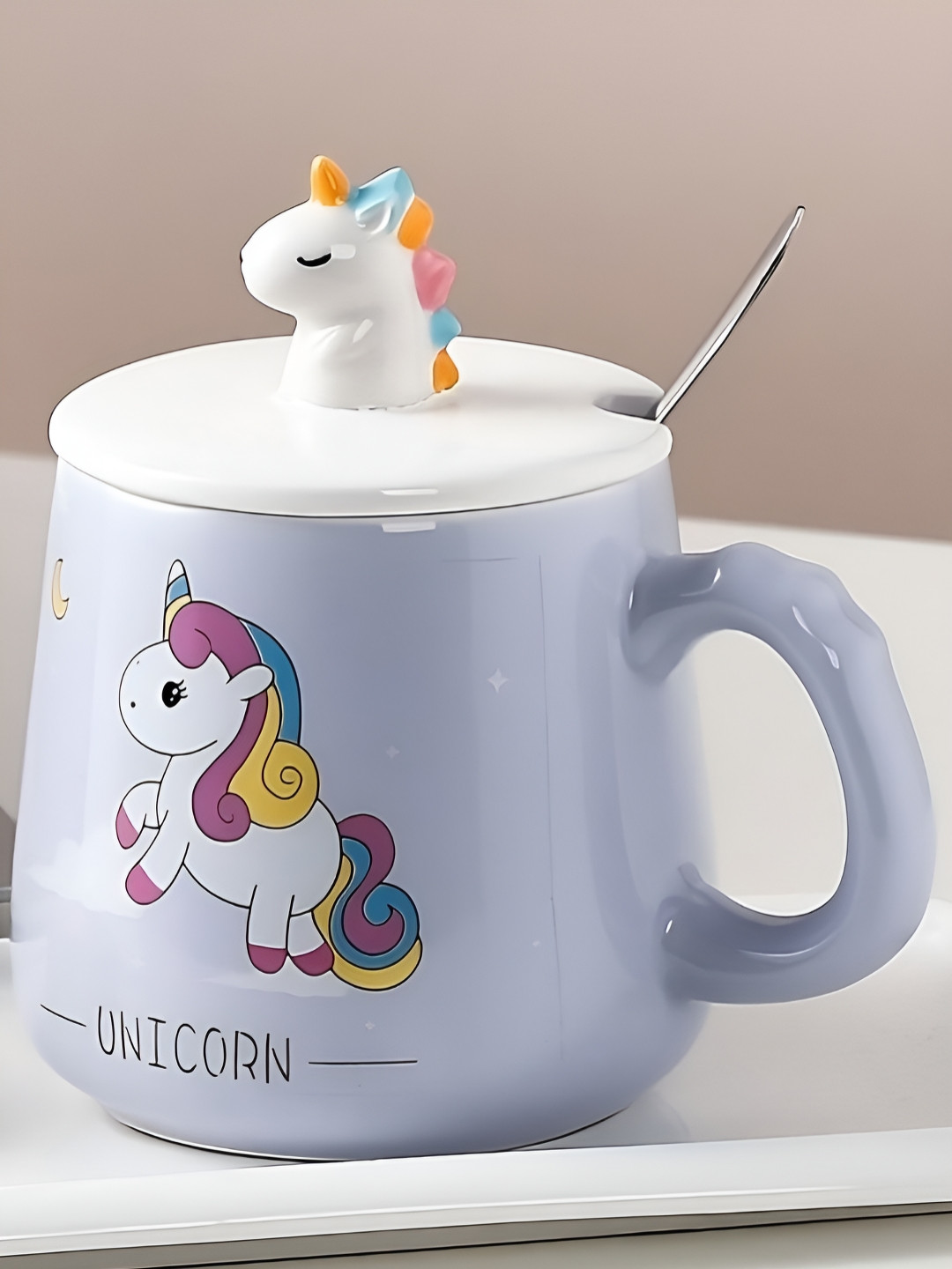 

BonZeaL Purple & White Unicorn Printed Ceramic Glossy Mug 350 ml