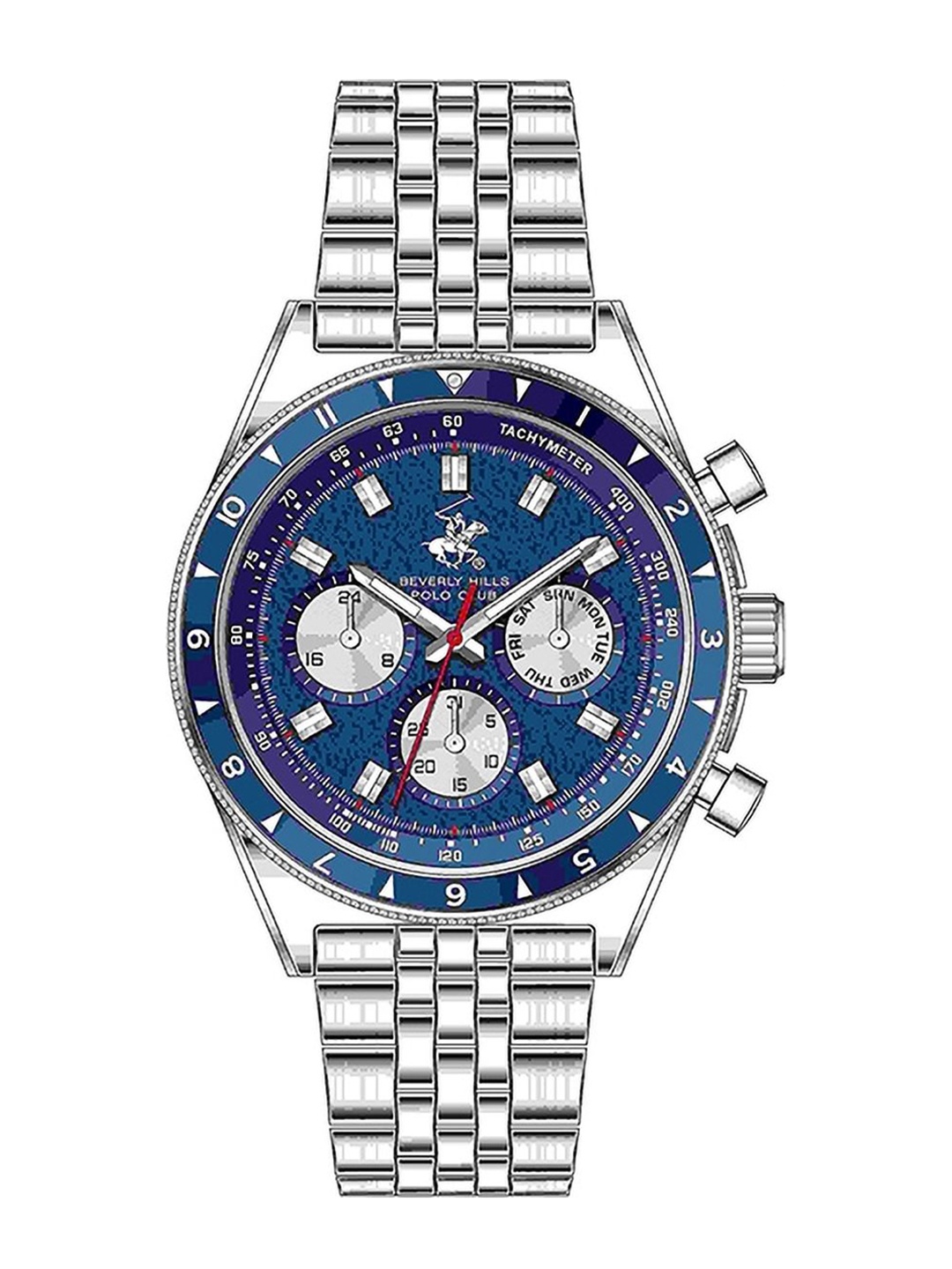 

Beverly Hills Polo Club Men Embellished Dial Straps Analogue Multi Function Watch, Blue