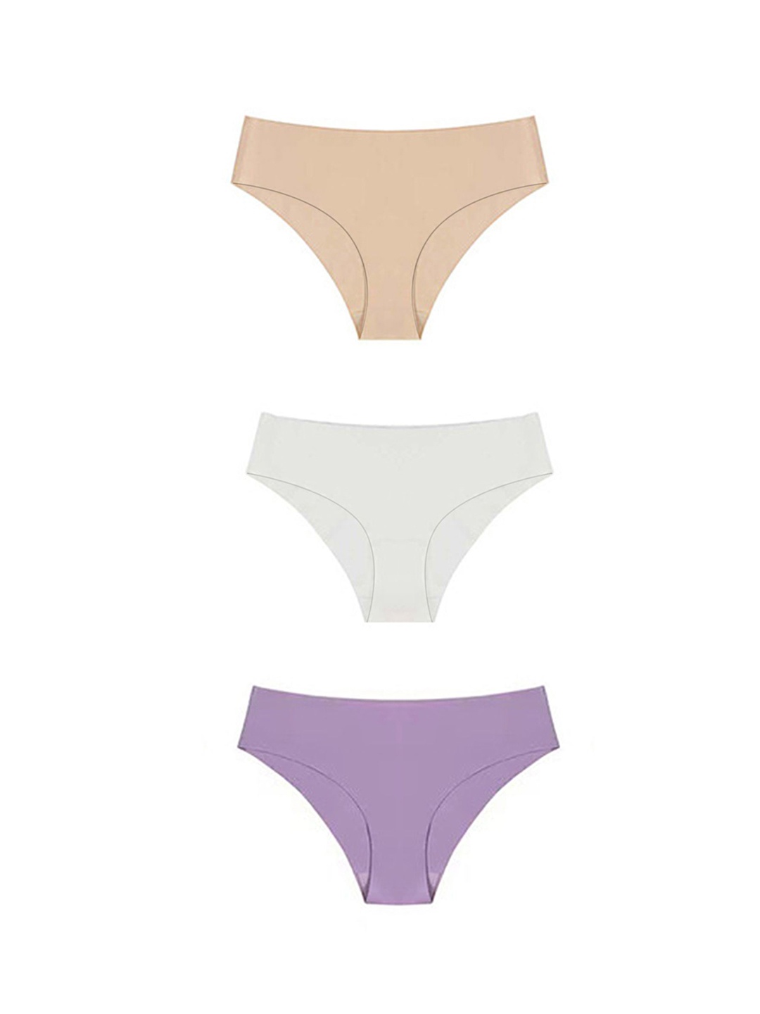 

LULU & SKY Women Pack Of 3 Organic Cotton Low-Rise Bikini Briefs, Purple