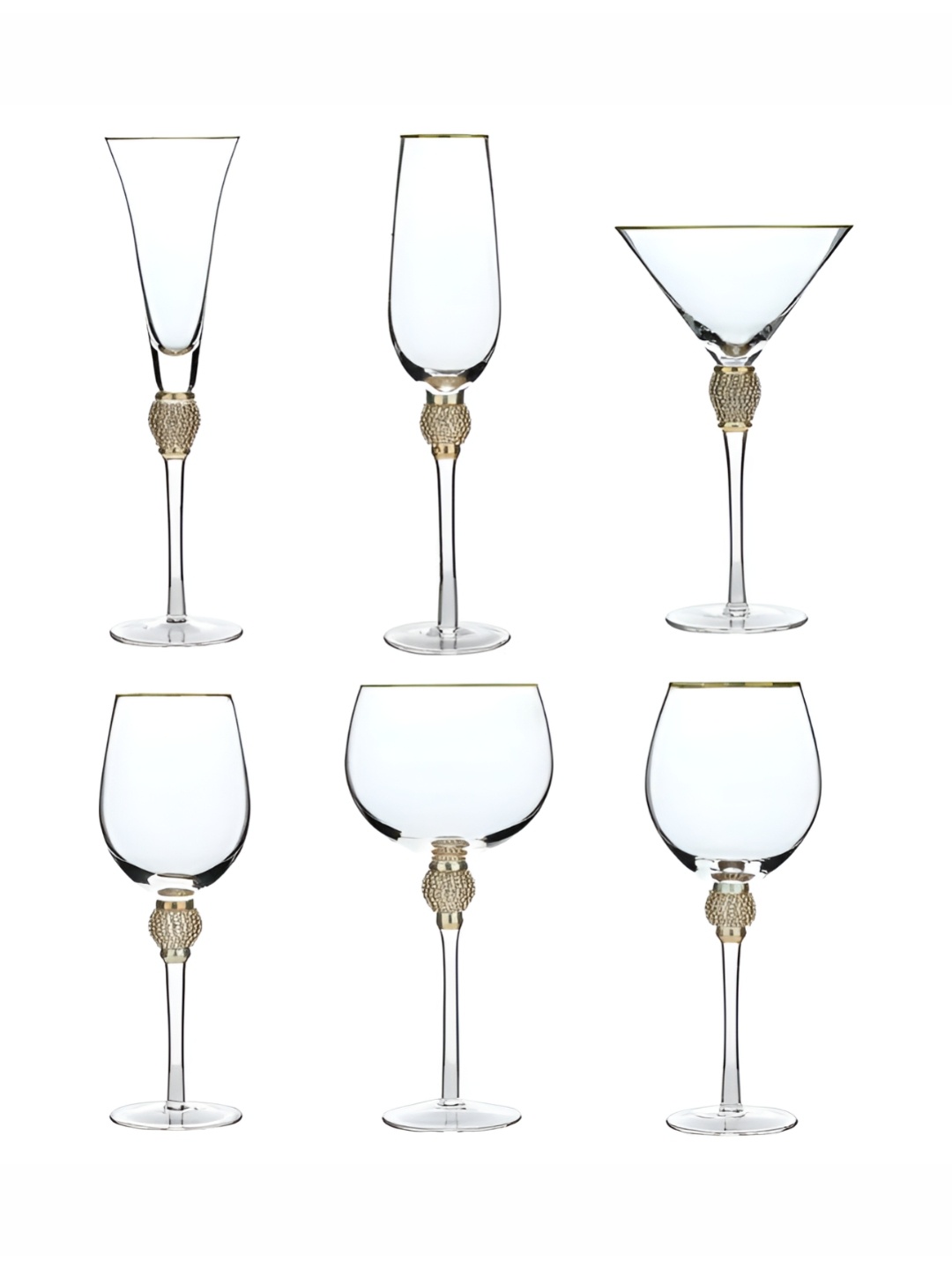 

ProKitchen. Homes Transparent 6 Pieces Crystals and Diamonds Martini Glass 250 Ml Each