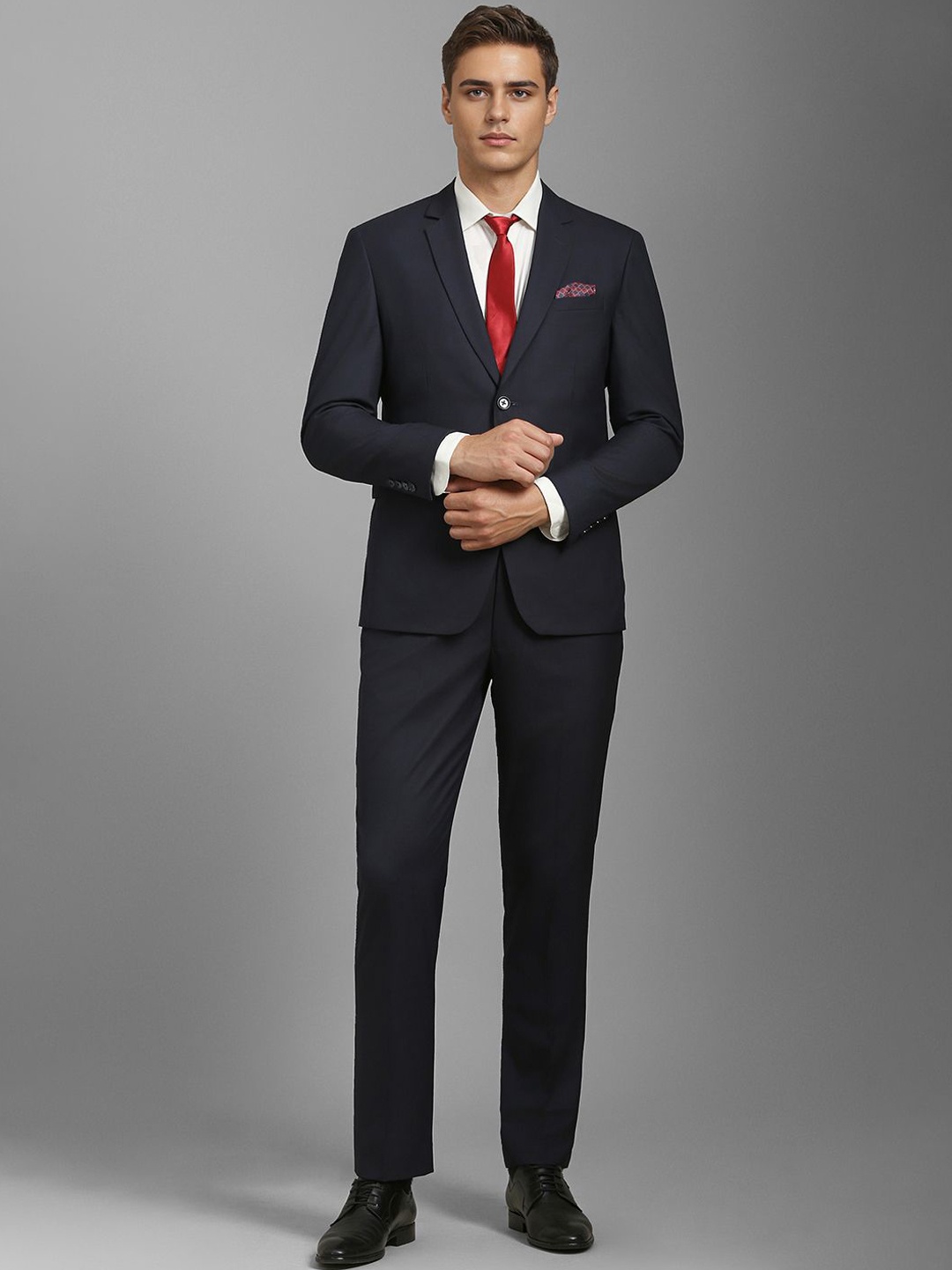 

Louis Philippe Slim-Fit Single Breasted Two Piece Suit, Charcoal