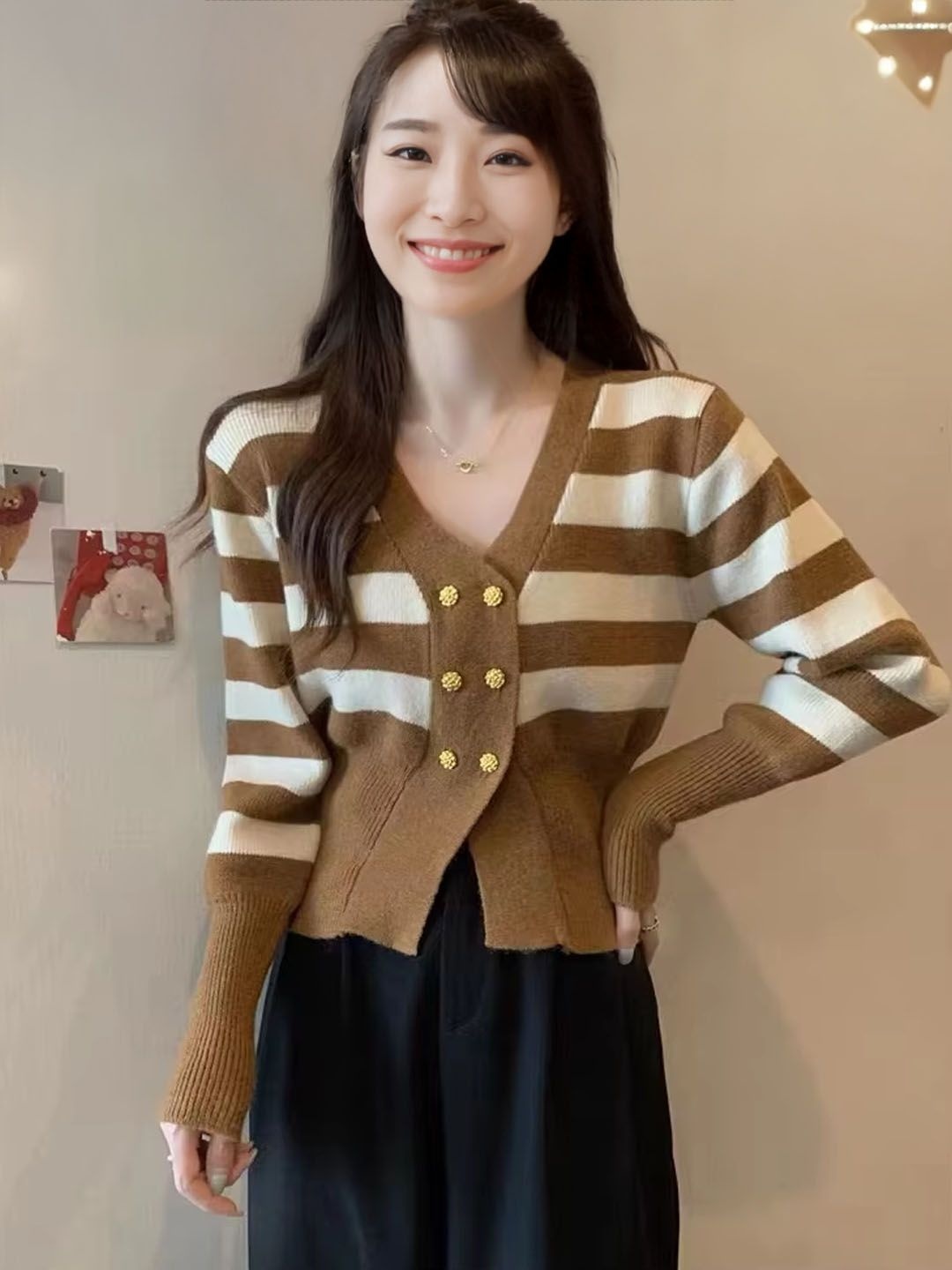 

StyleCast Striped Woollen Sweater, Brown