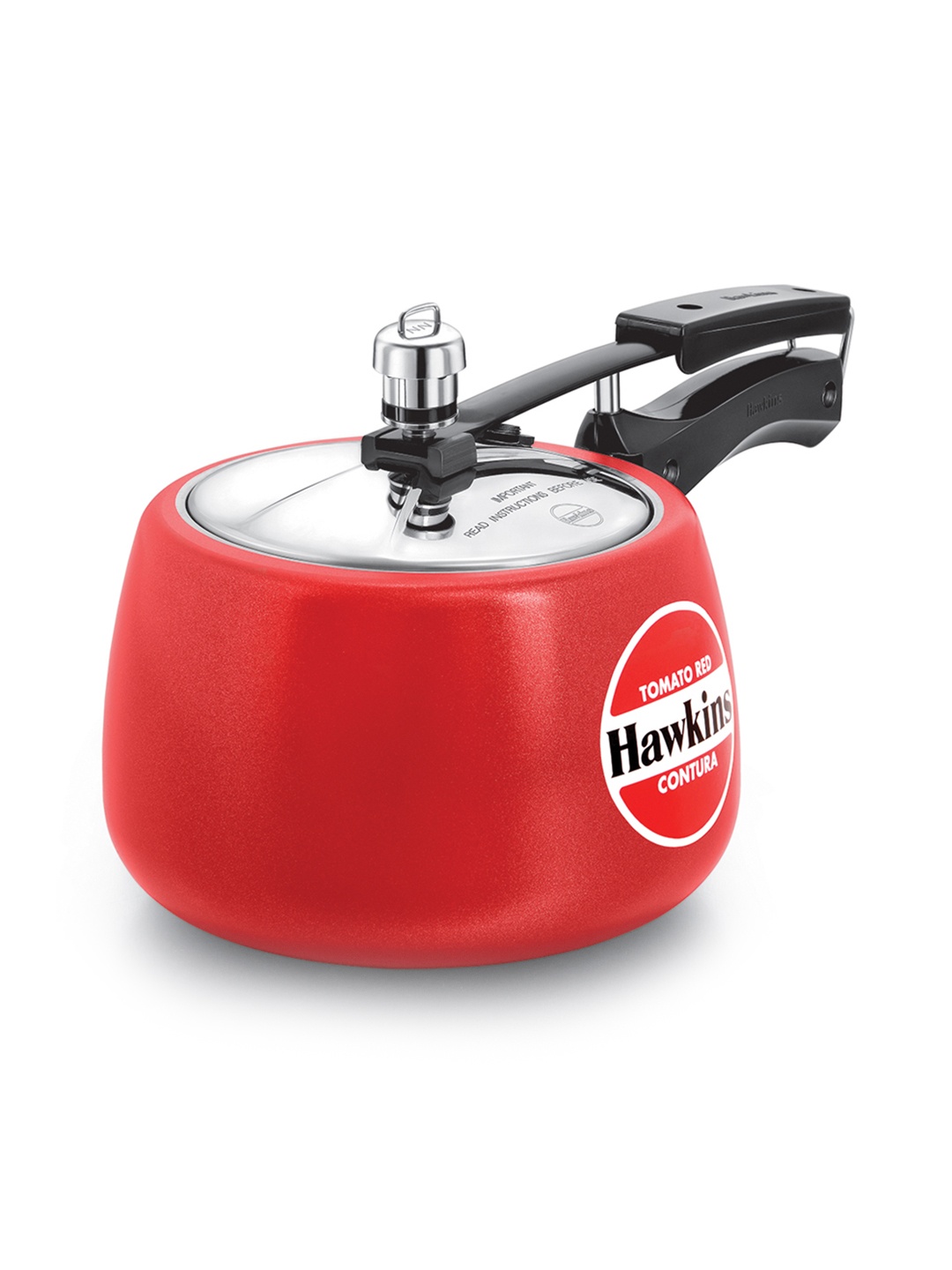 

Hawkins Silver Tomato Red Contura Pressure Cooker-3L