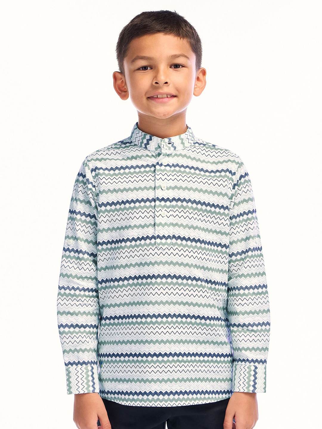 

NO MONDAYS Boys Opaque Printed Casual Shirt, Green