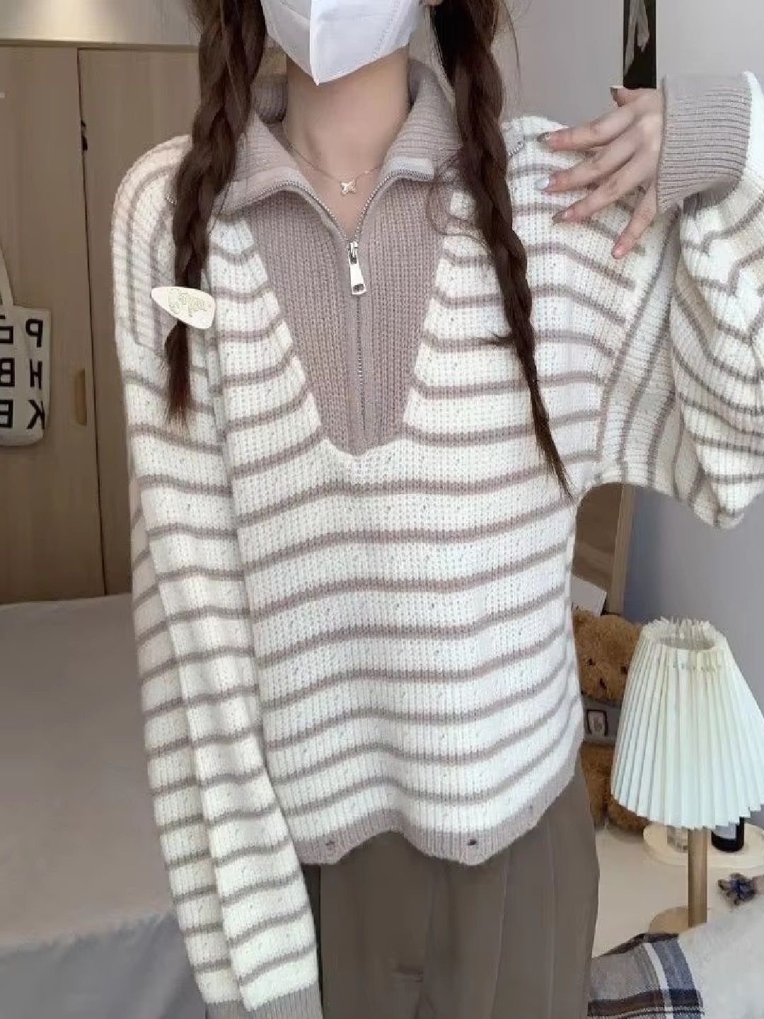 

StyleCast Women Striped Woollen Sweater, White