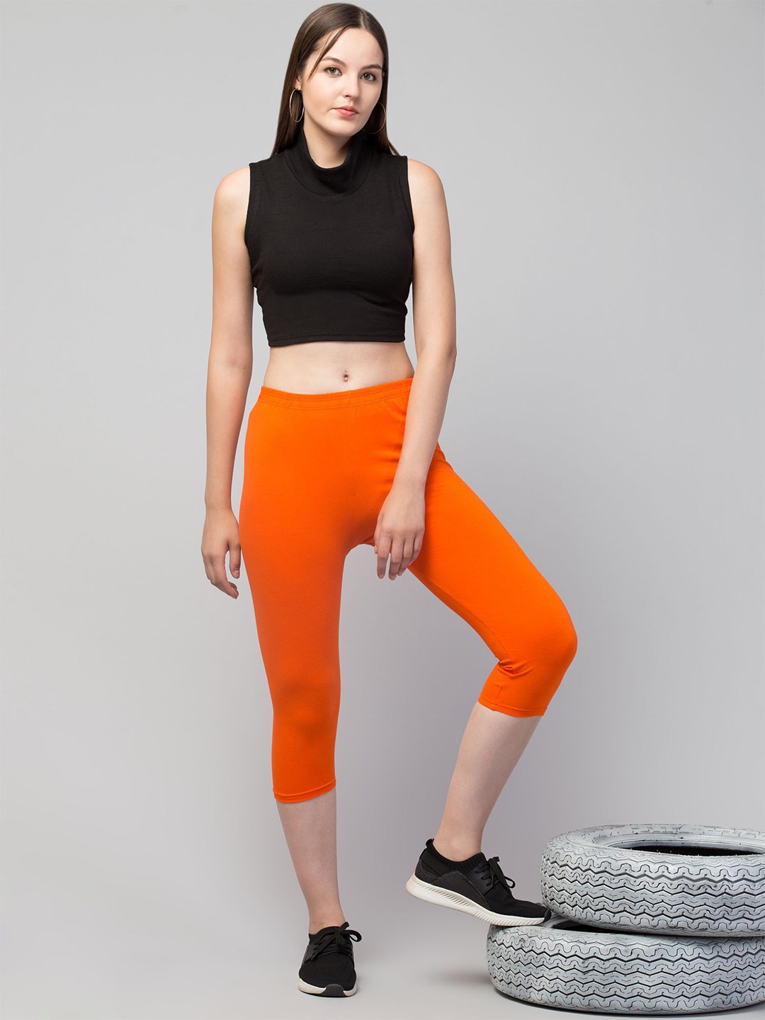 

CKARFE Women Skinny Fit Capris, Orange
