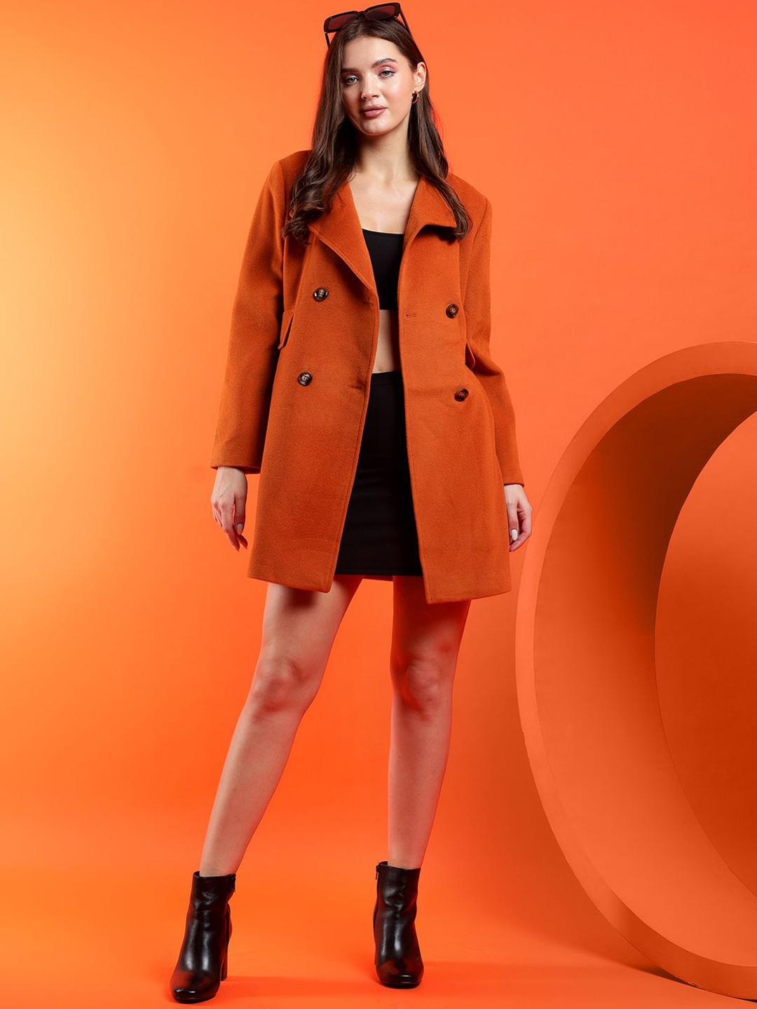 

Stylecast X Kotty Women Double-Breasted Overcoat, Orange