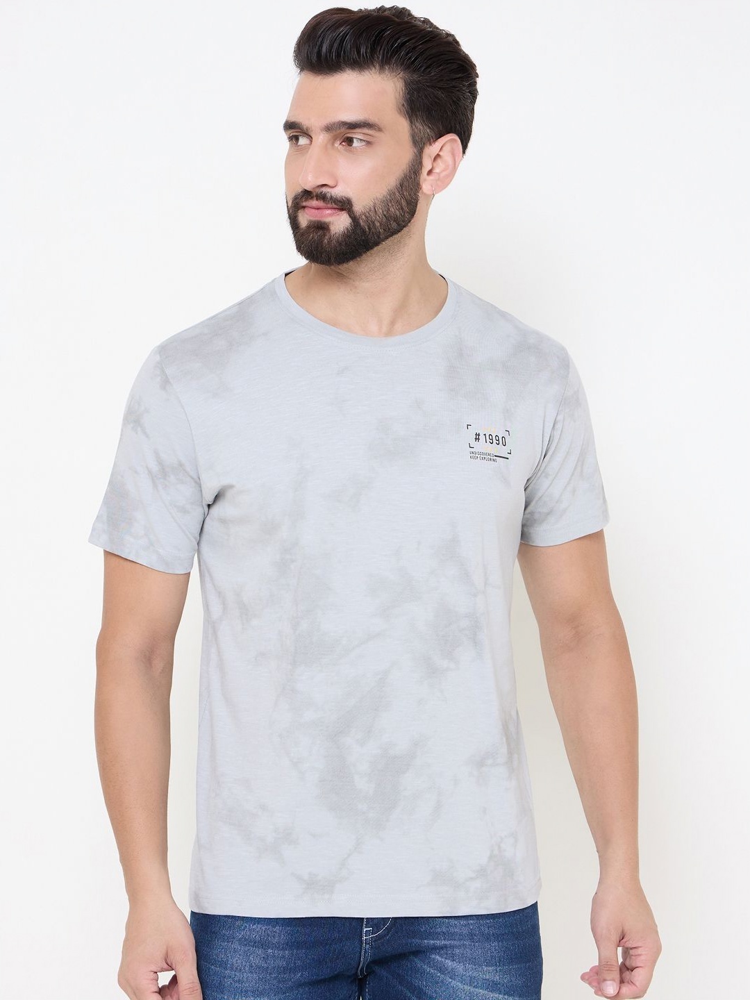 

Duke Men Graphic Printed Round Neck Cotton T-shirt, Grey