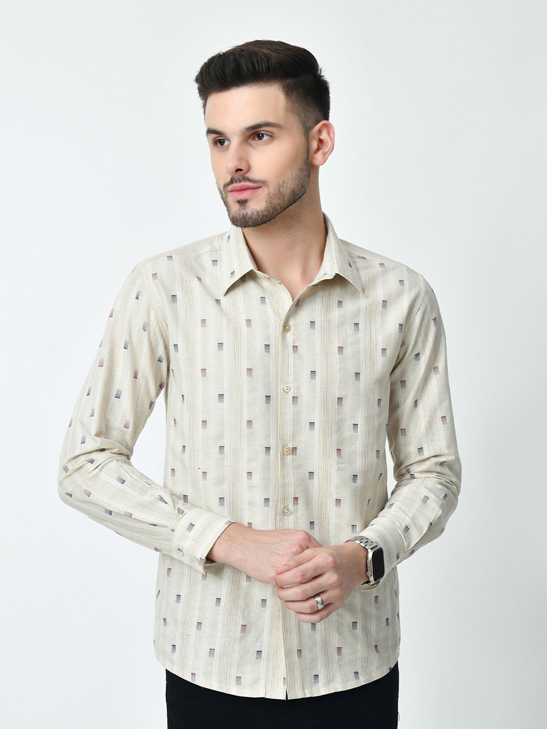 

ALL WAYS YOU Men Standard Opaque Casual Shirt, Beige
