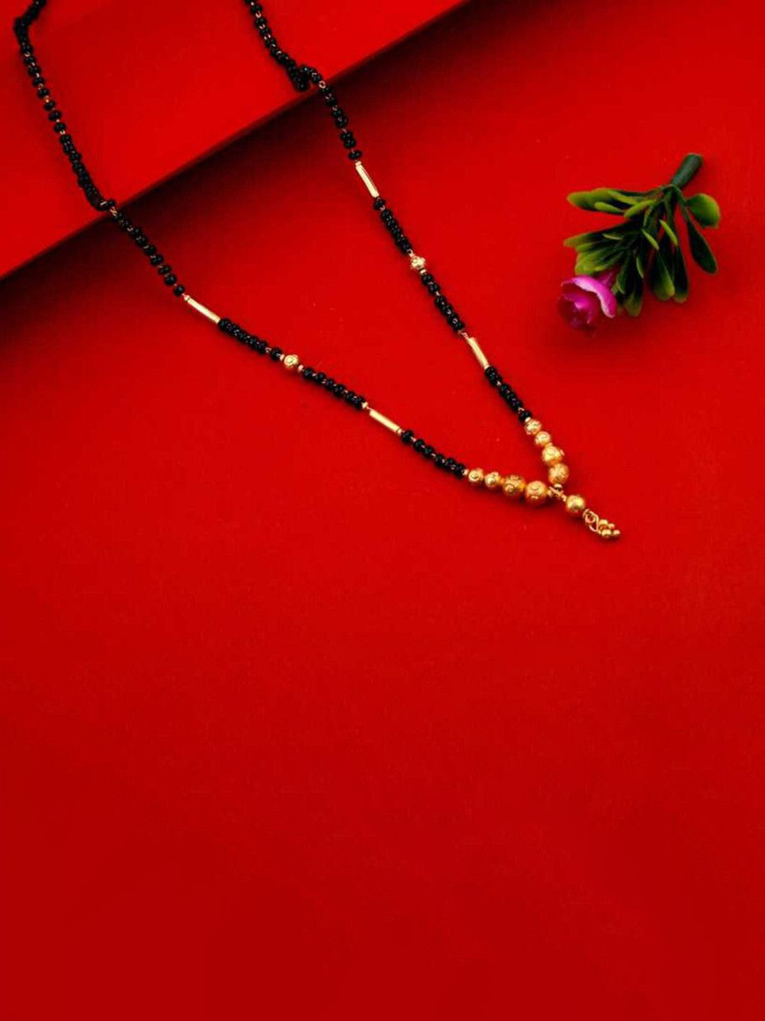 

Wynona Set Of 2 Gold-Plated Stones Studded & Beaded Mangalsutras