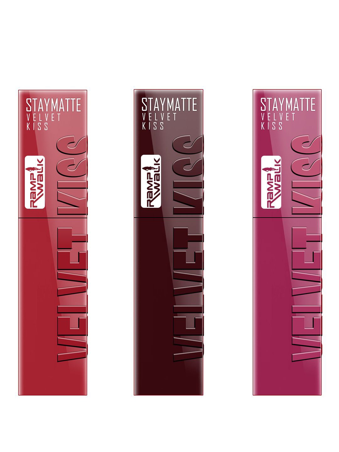 

Ramp Walk Set Of 3 Velvet Kiss Liquid Lipstick 3.5 ml Each - Matte Red-Maroon-Dark Pink