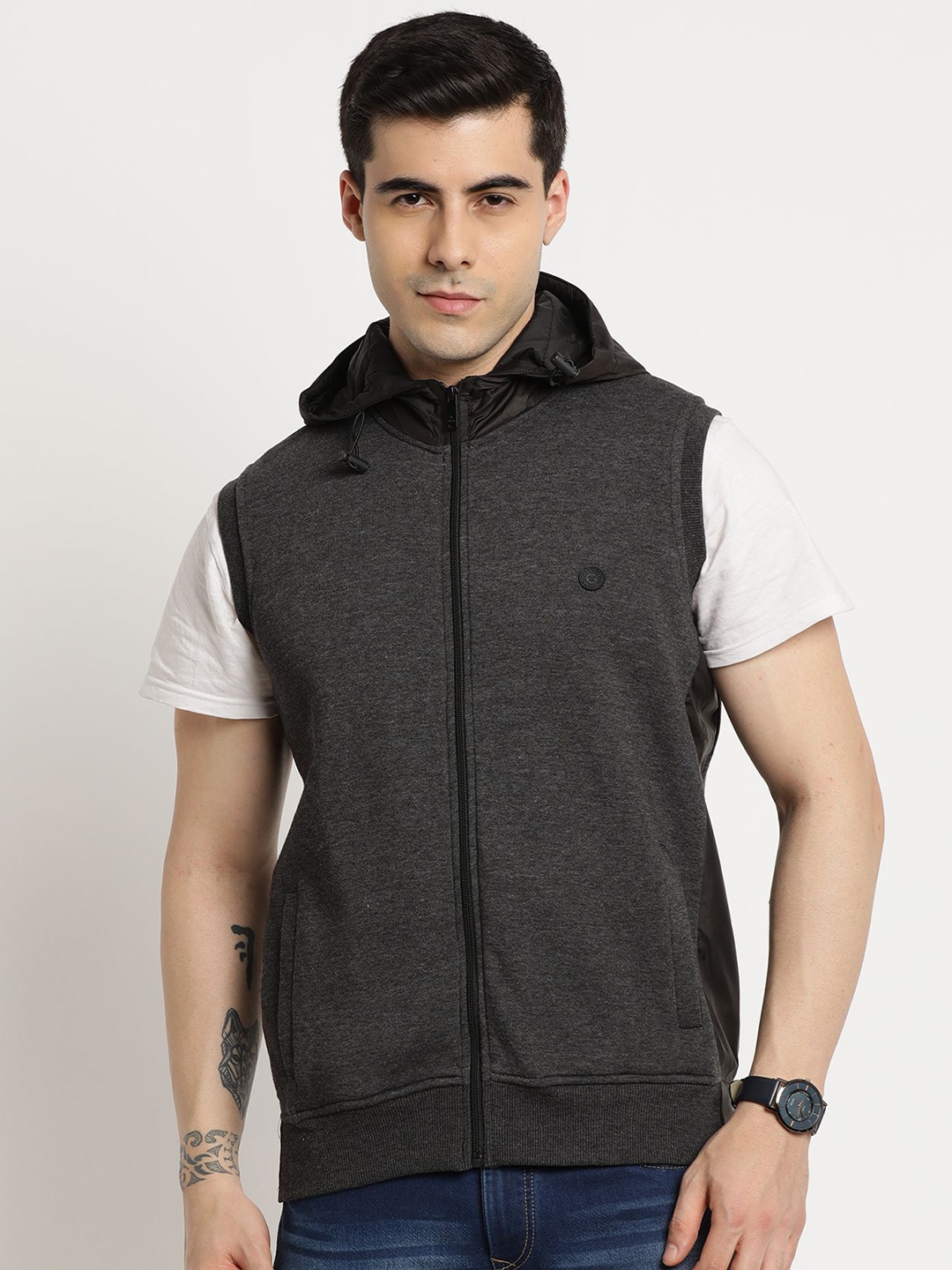 

Turtle Men Hooded Front-Open Sweatshirt, Charcoal