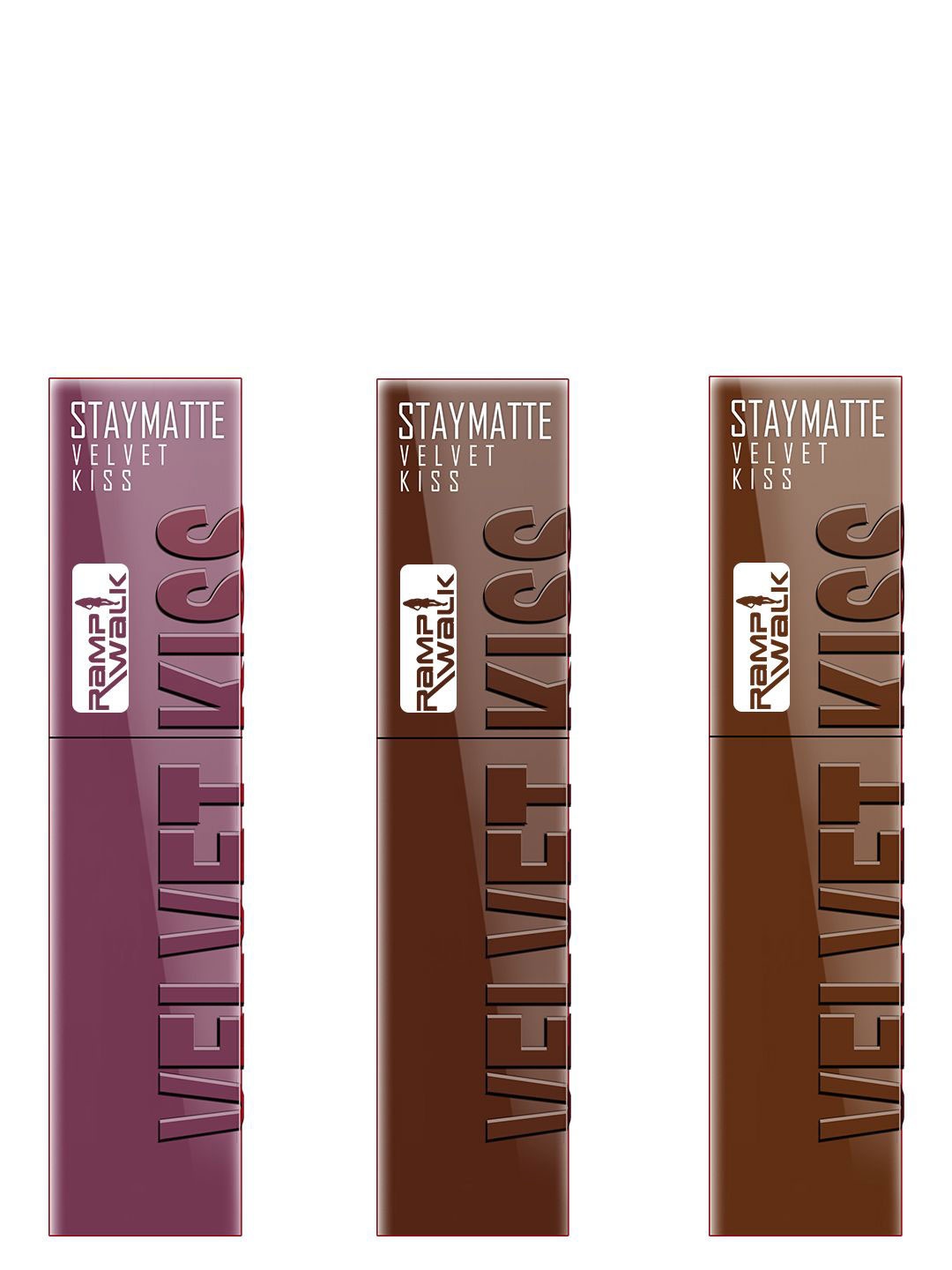 

Ramp Walk Set Of 3 Velvet Kiss Waterproof Liquid Lipstick 3.5 ml Each - Shade 6 - 7- 11, Brown