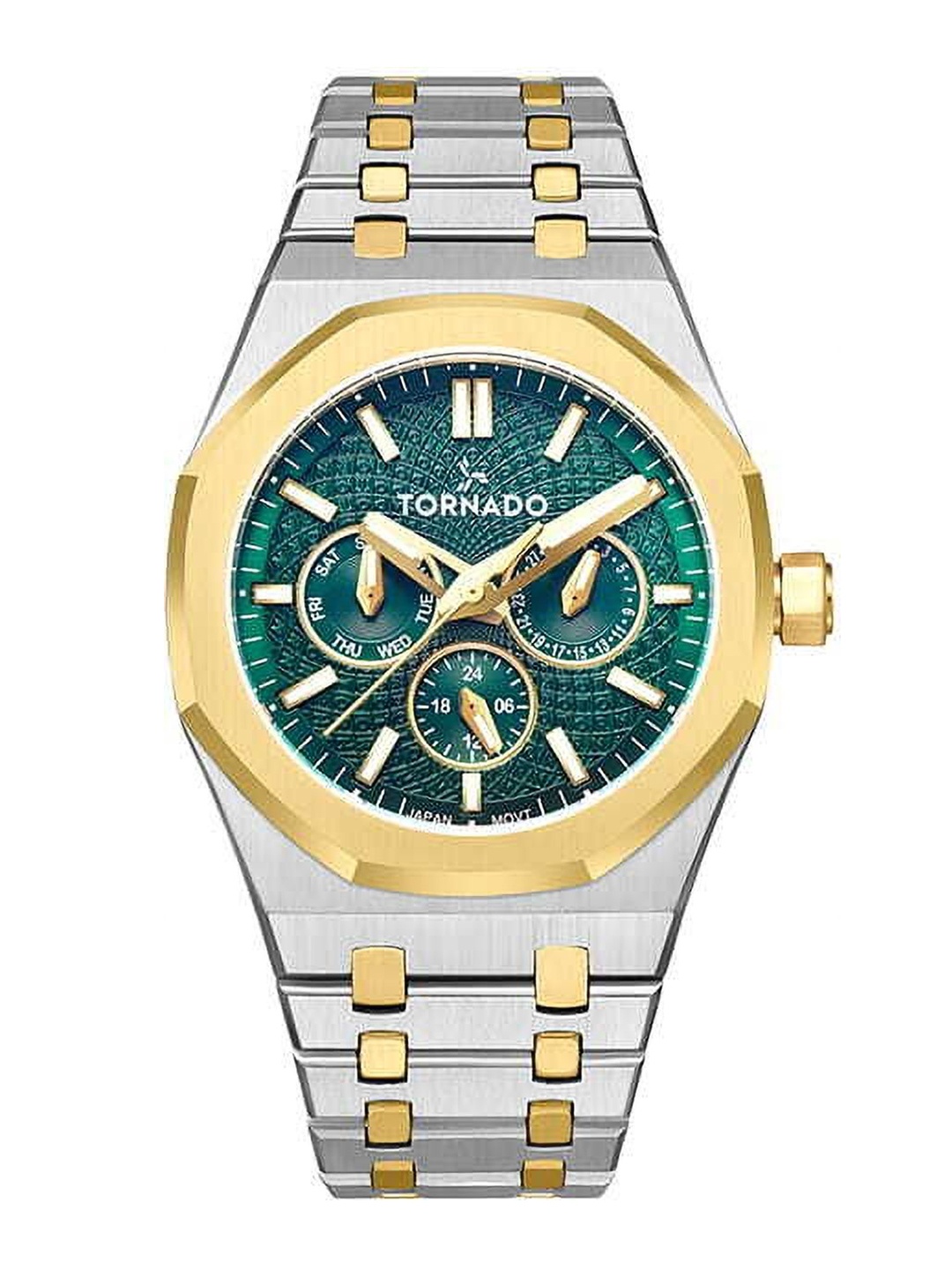 

TORNADO Men Dial & Stainless Steel Bracelet Style Straps Analogue Multi Function Watch T23104-TBTG, Green