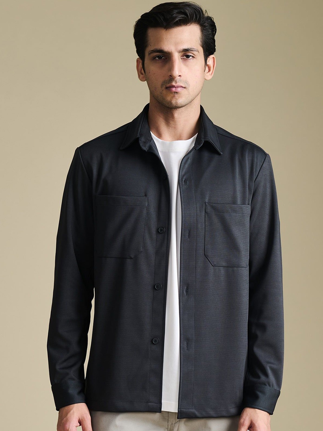 

Beyours Men Insulator Tailored Jacket with Patchwork, Black