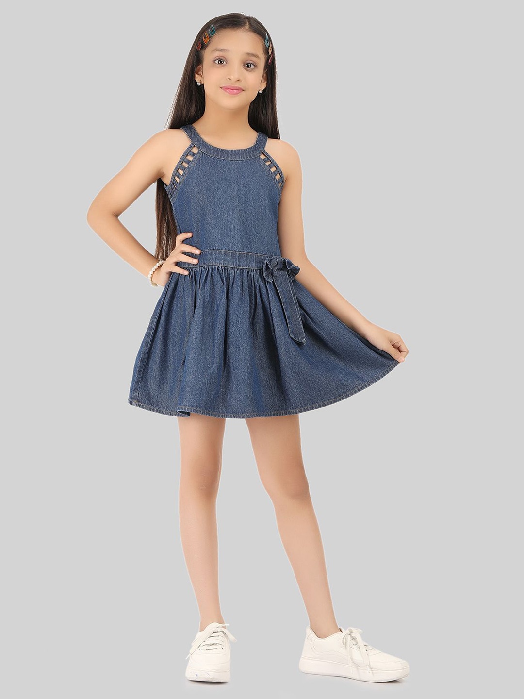 

BEING NAUGHTY Girls Solid Fit & Flare Dress, Navy blue
