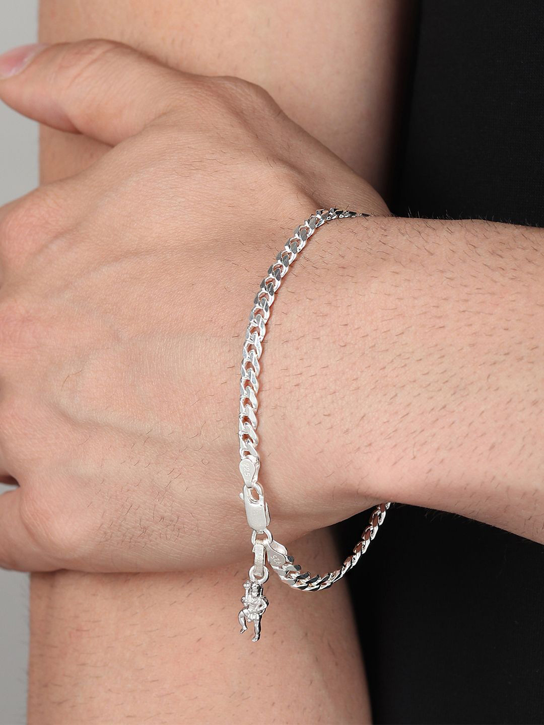 

AKSHAT SAPPHIRE Men 92.5 Sterling Silver God Hanuman Charm Bracelet