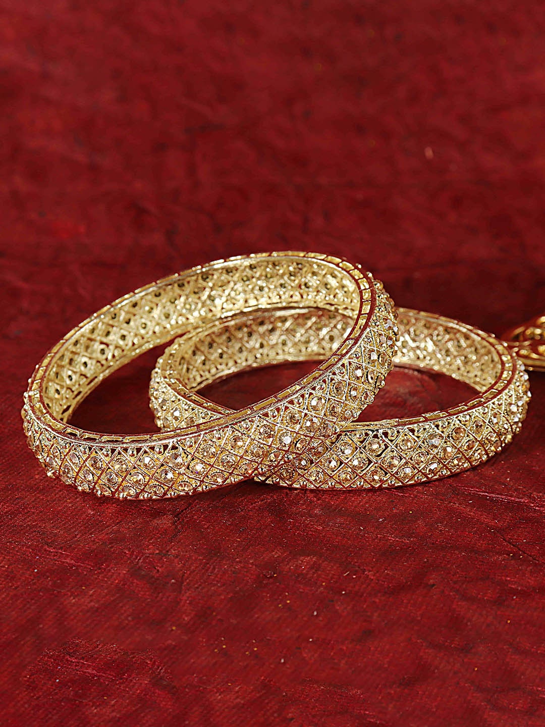 

LAVAZZASet Of 2 CZ Studded Bangles, Gold