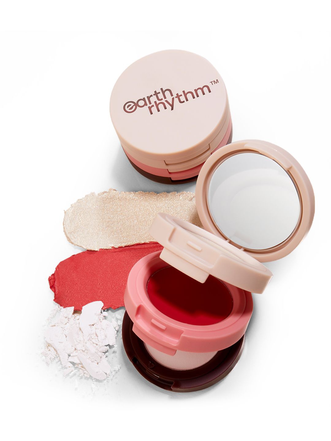 

Earth Rhythm Dab Set Go 3-in-1 Face Palette - Champagne- 7 gm, Red