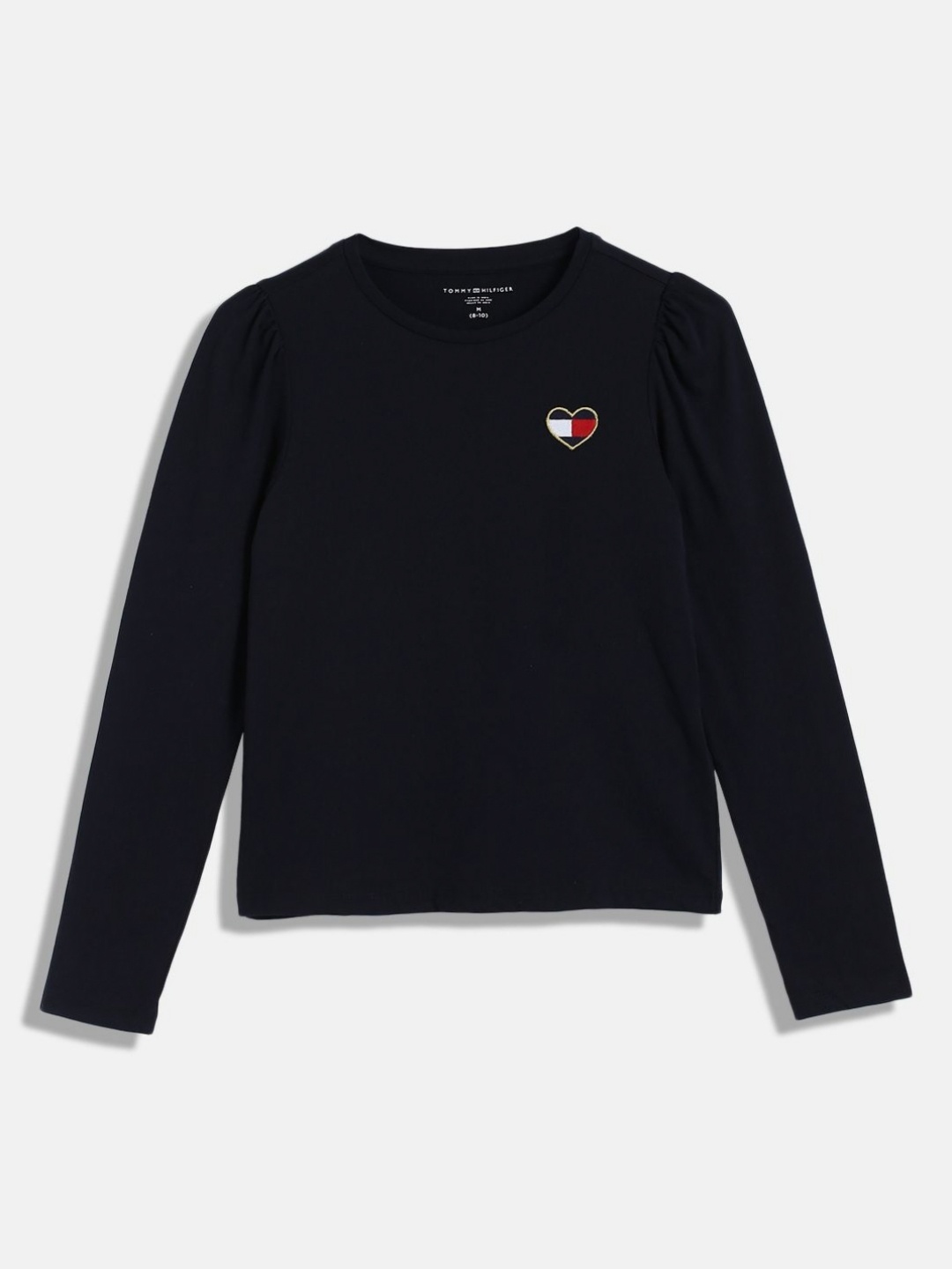 

Tommy Hilfiger Girls Solid Round Neck Cotton T-shirt, Navy blue