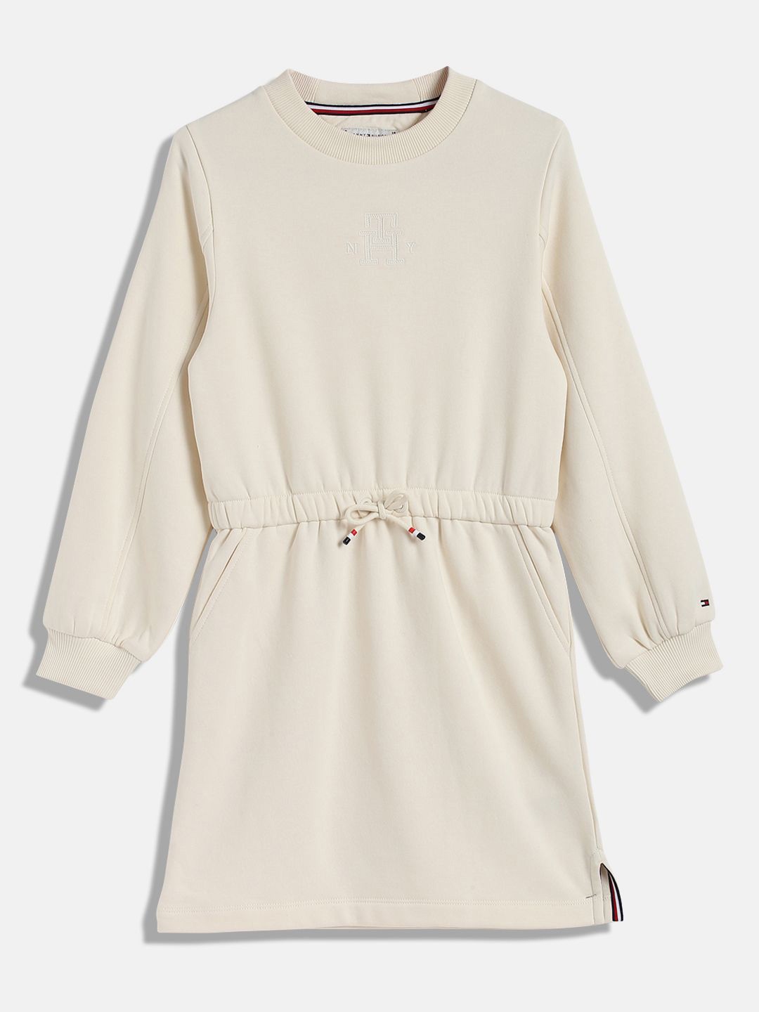 

Tommy Hilfiger Girls Round Neck A-Line Dress, Beige