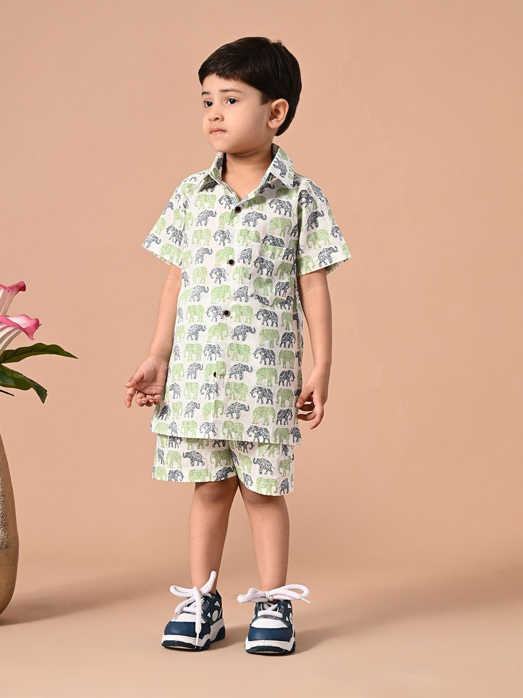 

BAESD Boys Printed Shirt with Shorts, Green