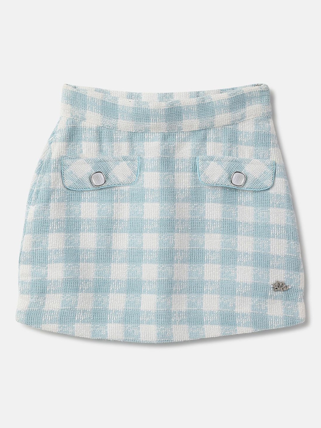 

ELLE Checked A-Line Mini Skirt, Blue