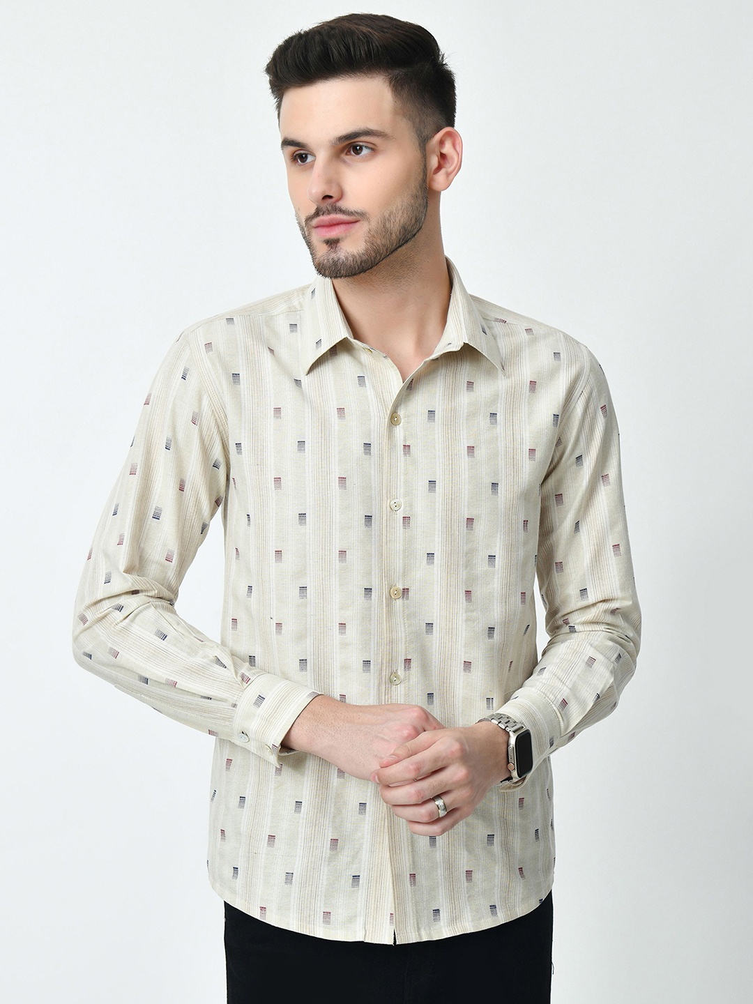 

BAESD Men Standard Opaque Casual Shirt, Beige