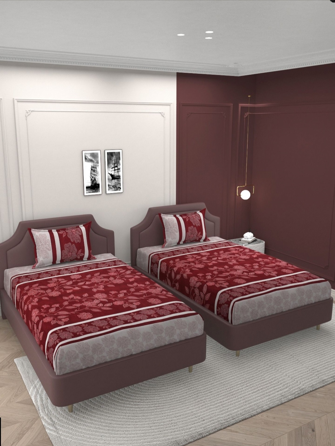

Bromwick Brown Floral 210 TC 2 Single Bedsheet with 2 Pillow Covers