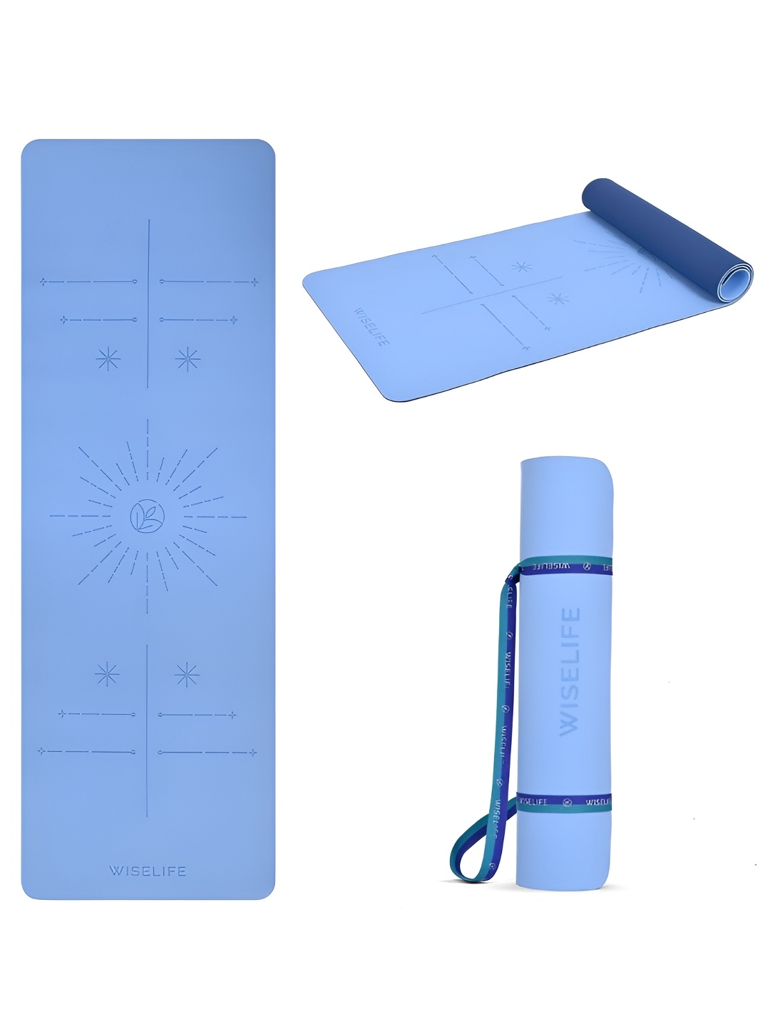 

WiseLife Dual Layer Yoga Mat With Carry Strap, Blue