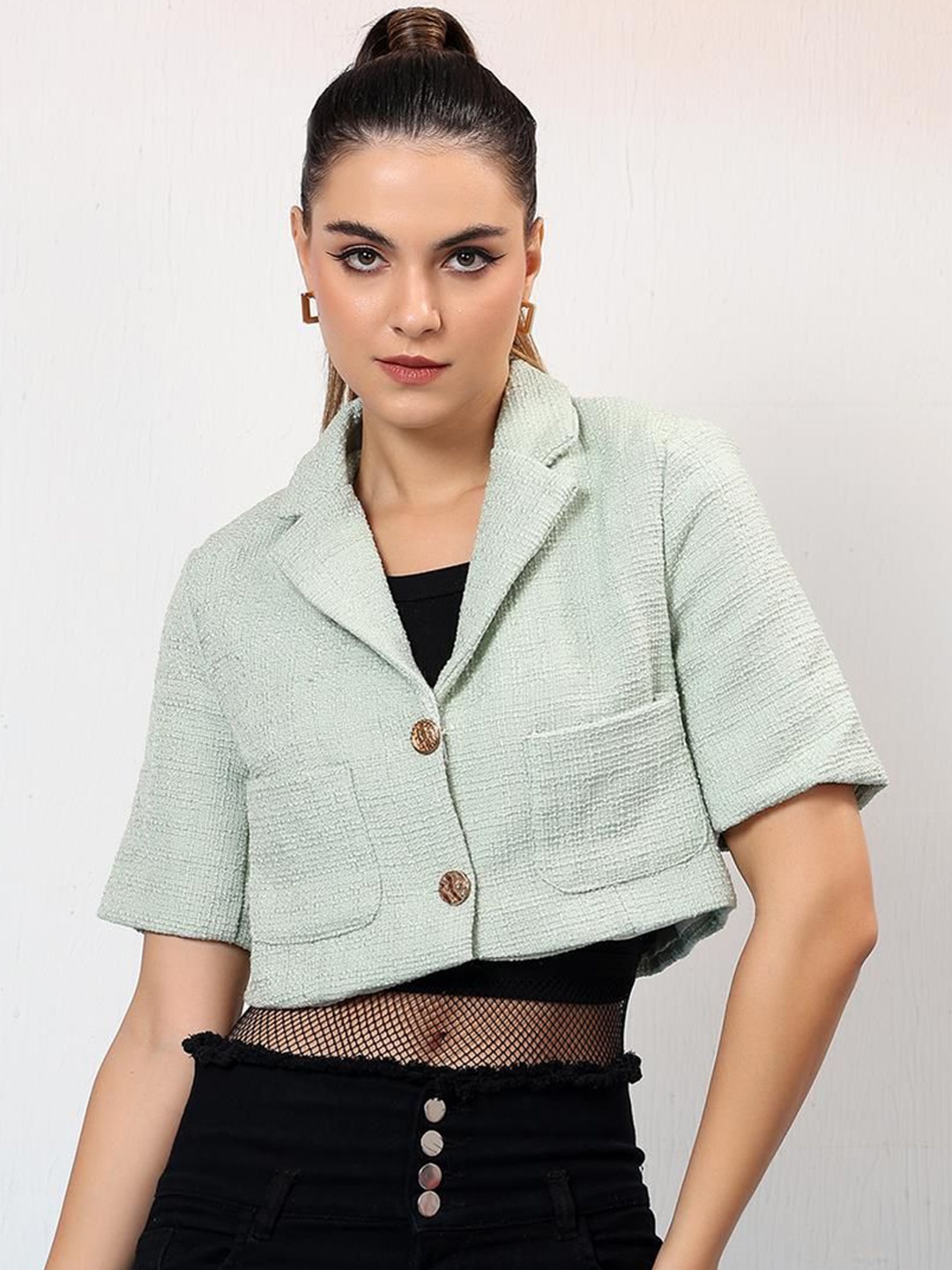 

Stylecast X Kotty Women Notched Lapel Single-Breasted Overcoat, Green