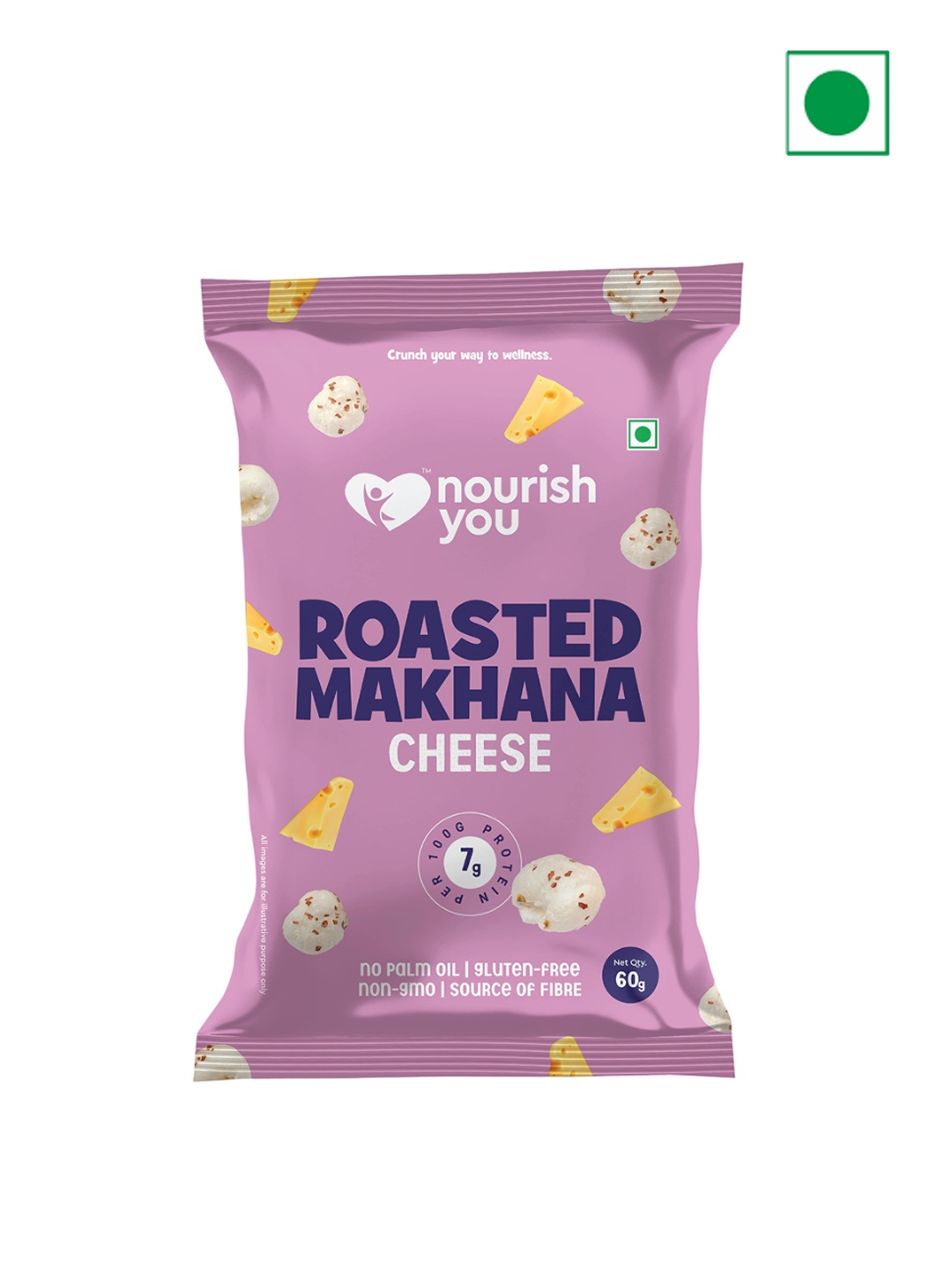 

Nourish You Cheese Flavour Roasted Makhana 60 gm, Pink