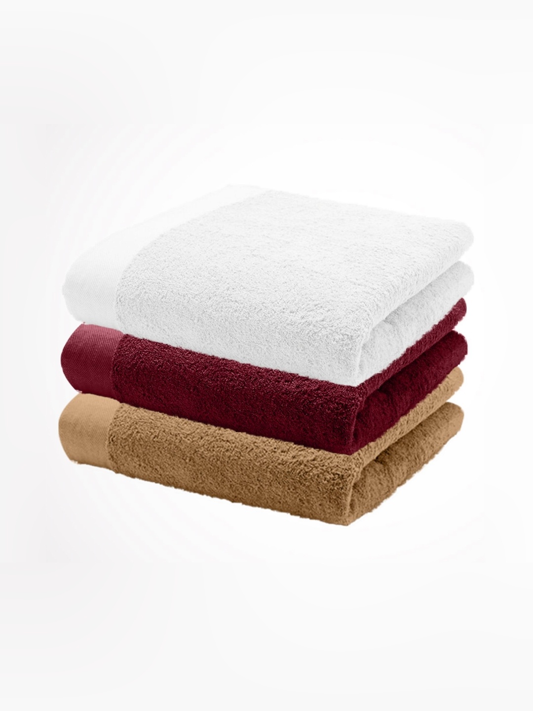 

HOME PLUS STUDIOS White & Maroon 3 Cotton 650 GSM Bath Towel