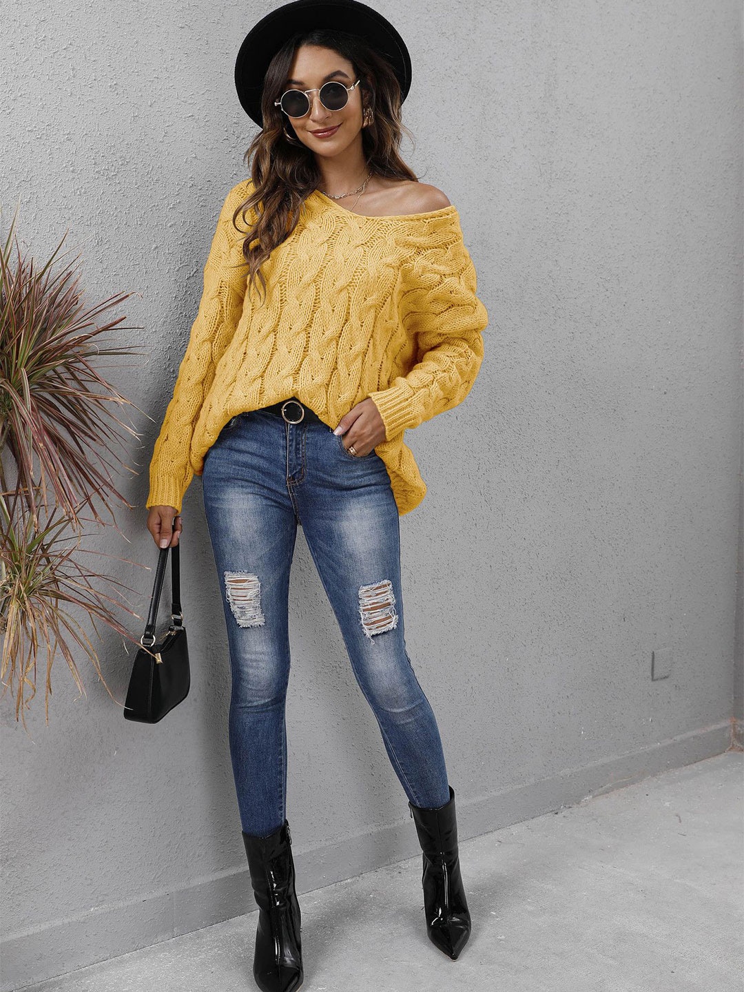 

StyleCast Women Cable Knit Pullover, Yellow