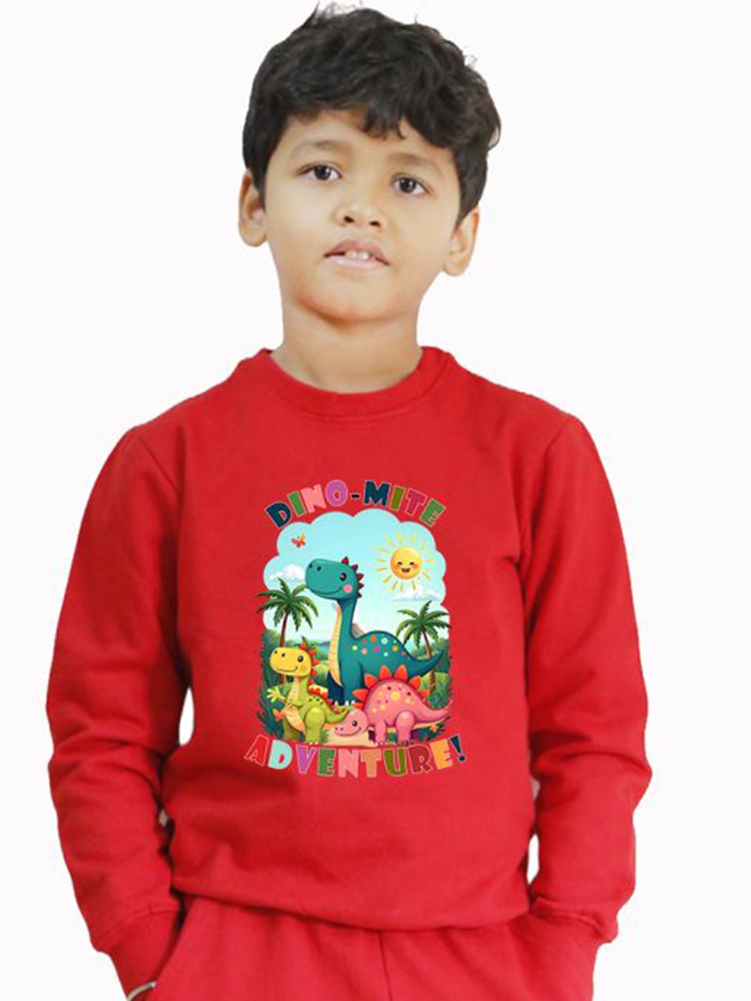 

BAESD Boys Printed Round Neck Sweatshirt, Red