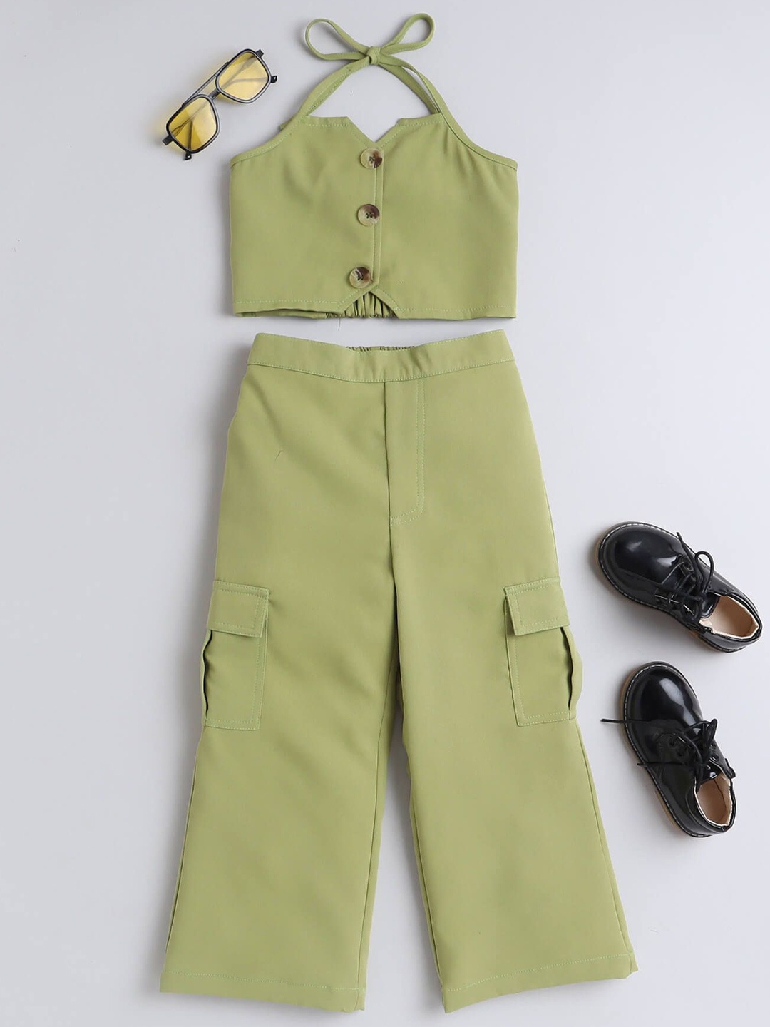 

taffykids Girls Top with Trousers, Green